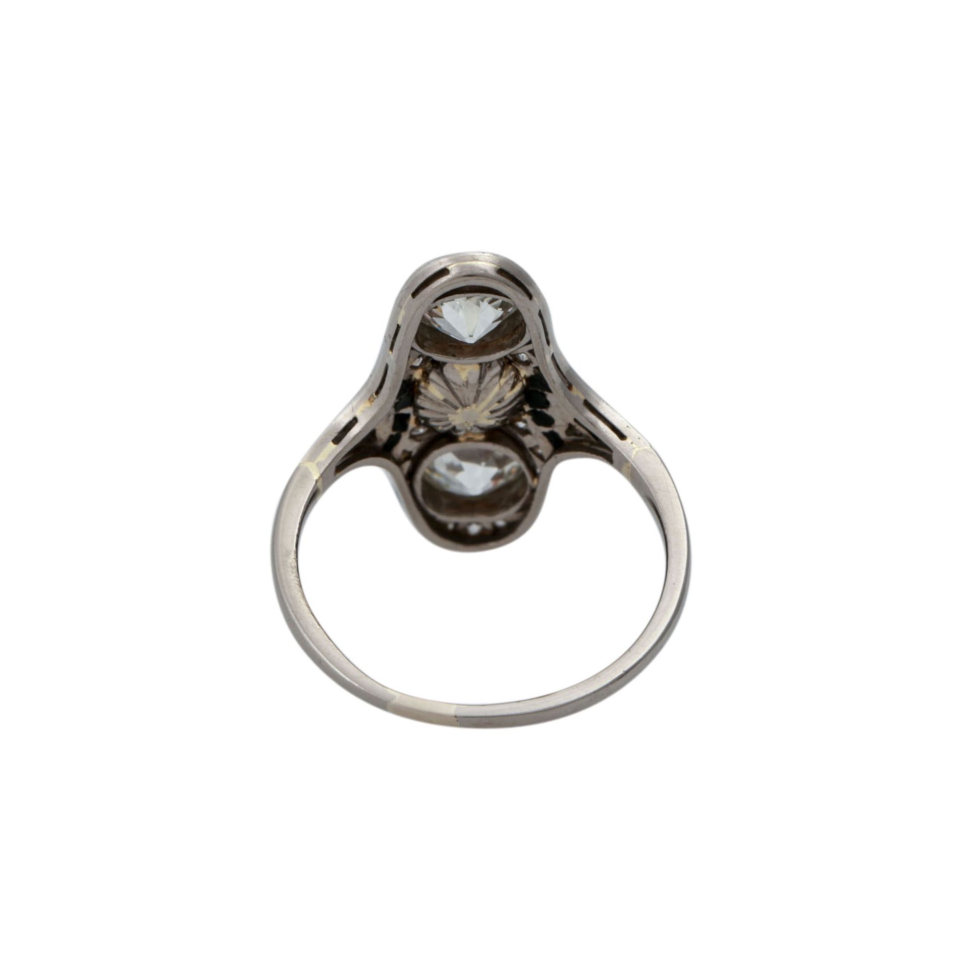Art Déco Ring mit 2 Altschliffdiamanten zus. ca. 1,95 ct, - Bild 4 aus 5