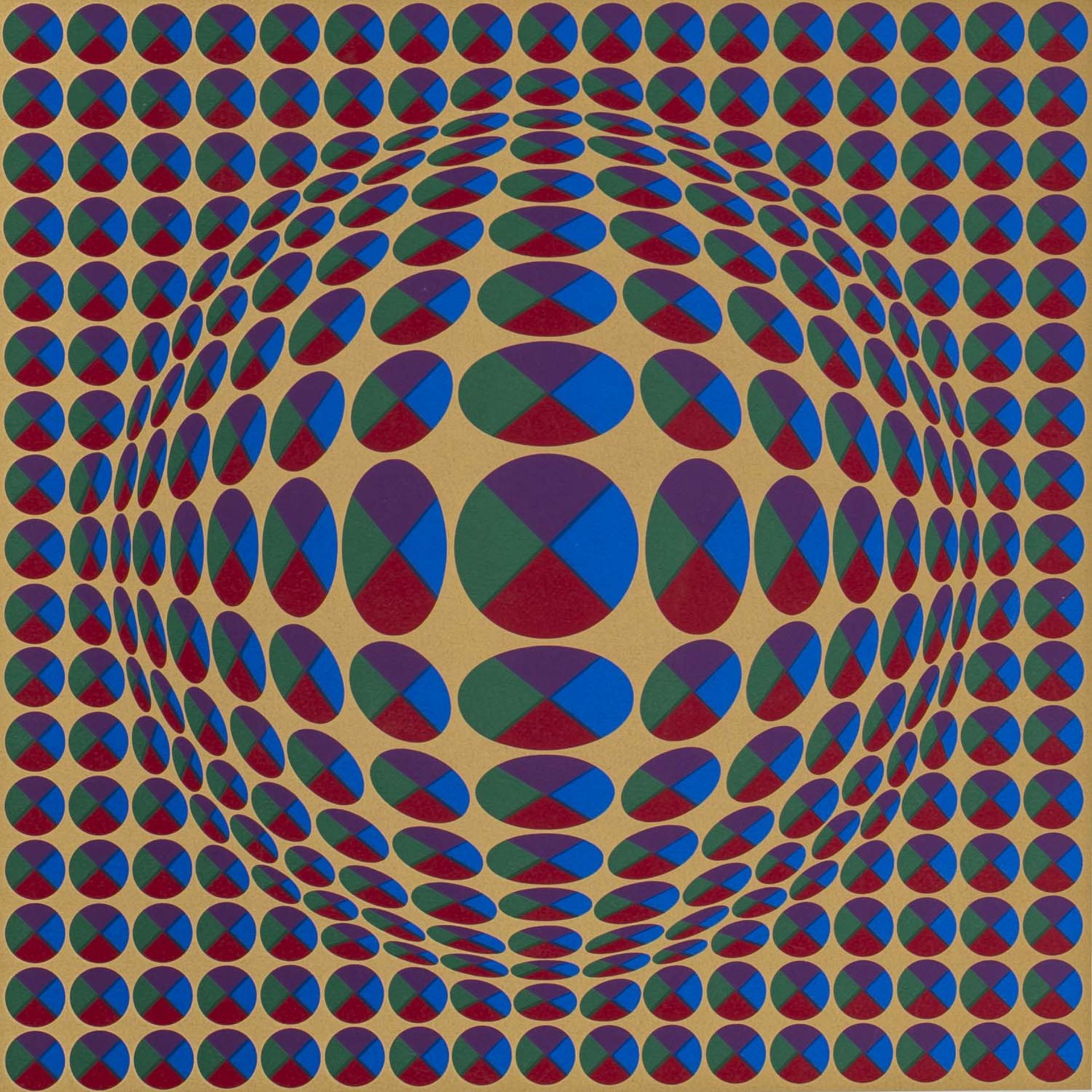 VASARELY, VICTOR (1906-1997), "Op-Art-Komposition auf Gold",