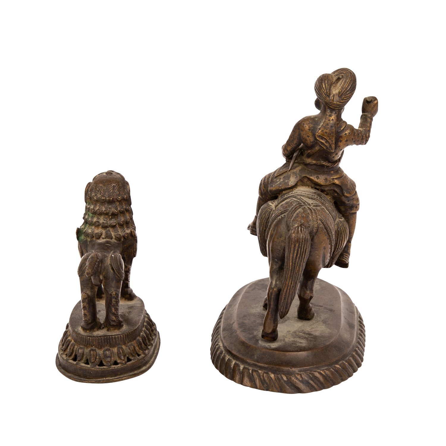 Zwei kleine Bronzen. PERSIEN/INDIEN. Reiter, H: 14 cm und Löwe, H: 8,5 cm. Two small fgures made of - Bild 2 aus 5