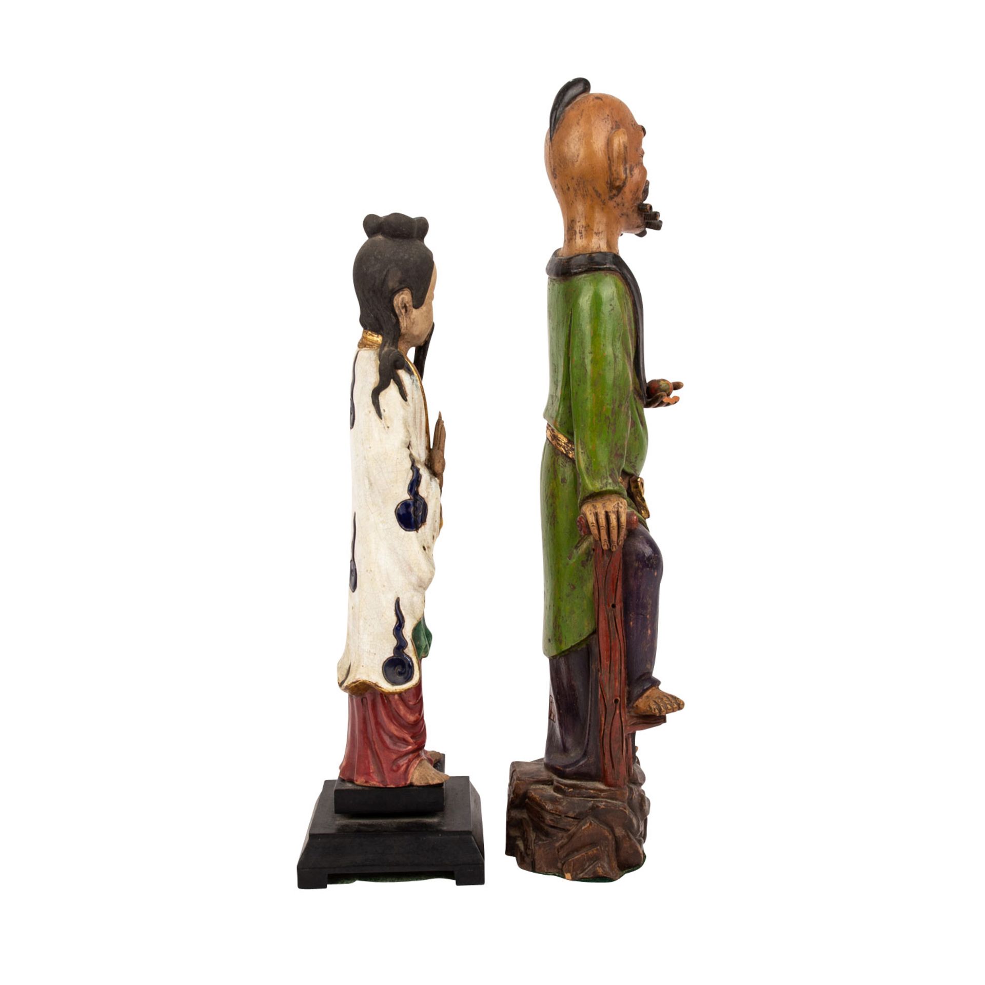 Zwei Skulpturen von Gelehrten aus Keramik. CHINA, 1. Hälfte 20. Jh.. Jeweils stehend dargestellt - Image 4 of 5