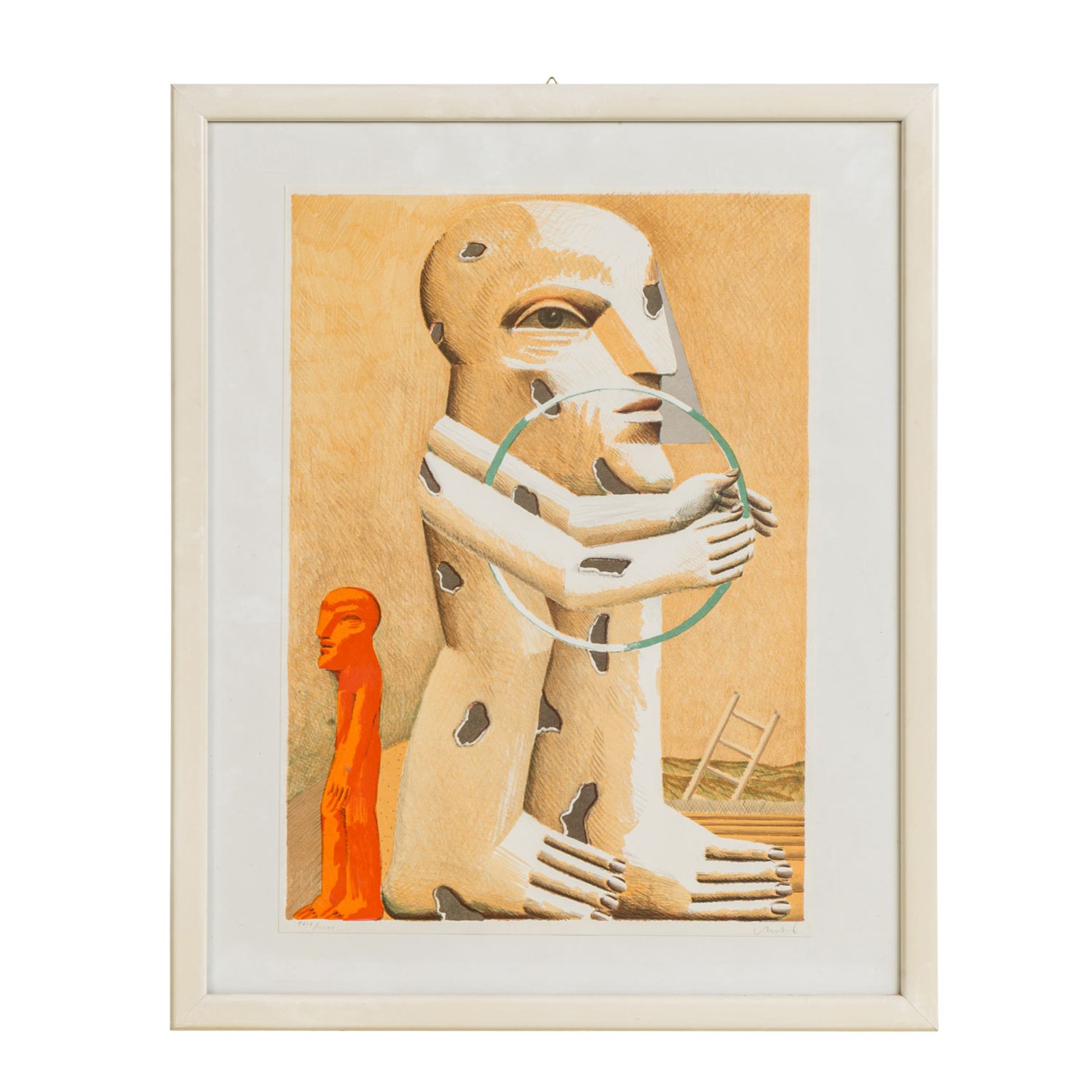 ANTES, HORST (1936) "Gefleckte Figur mit Reif, kleiner Figur und Leiter" Lithographie in 8 Farben - Bild 2 aus 5