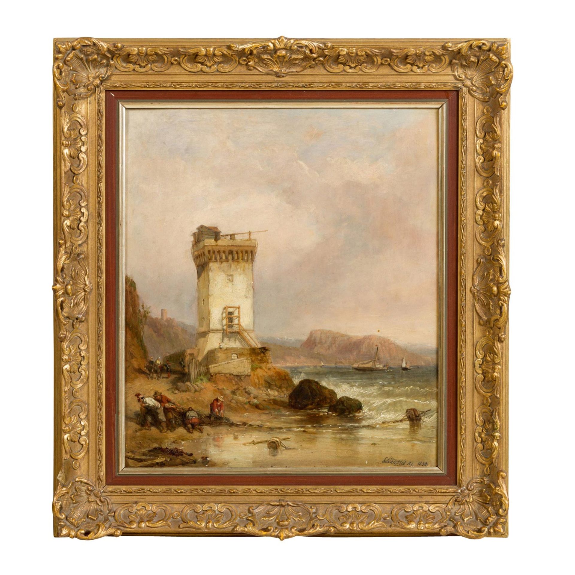 STANFIELD, WILLIAM CLARKSON (1793-1867), "Brittische Küste mit Ford und Wehrturm", im Vordergrund - Bild 2 aus 5