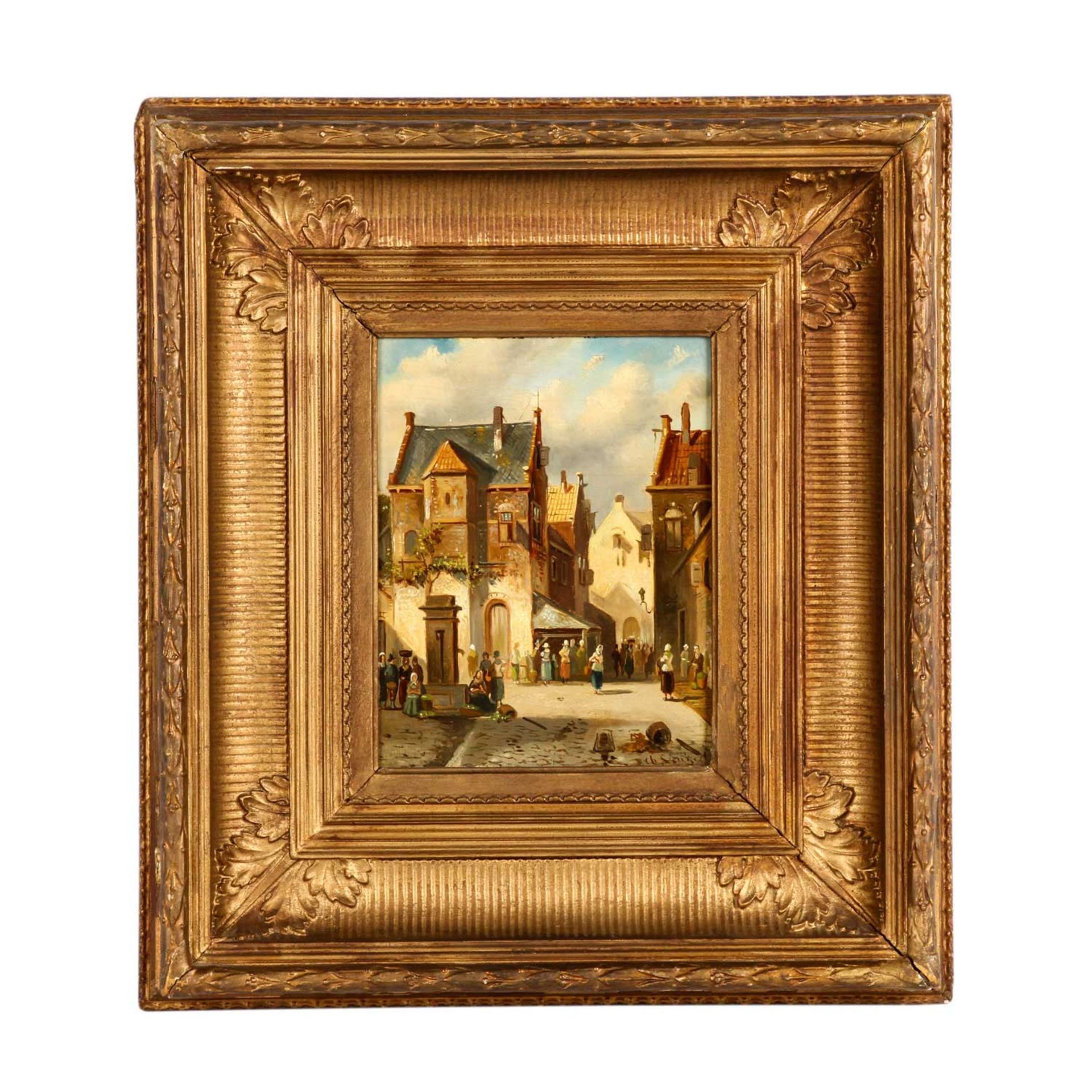 LEICKERT, CHARLES (1816-1907, belgischer Maler), "Markttag in der Stadt", mit zahlreichen Personen - Bild 2 aus 4
