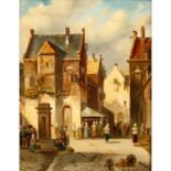 LEICKERT, CHARLES (1816-1907, belgischer Maler), "Markttag in der Stadt", mit zahlreichen Personen