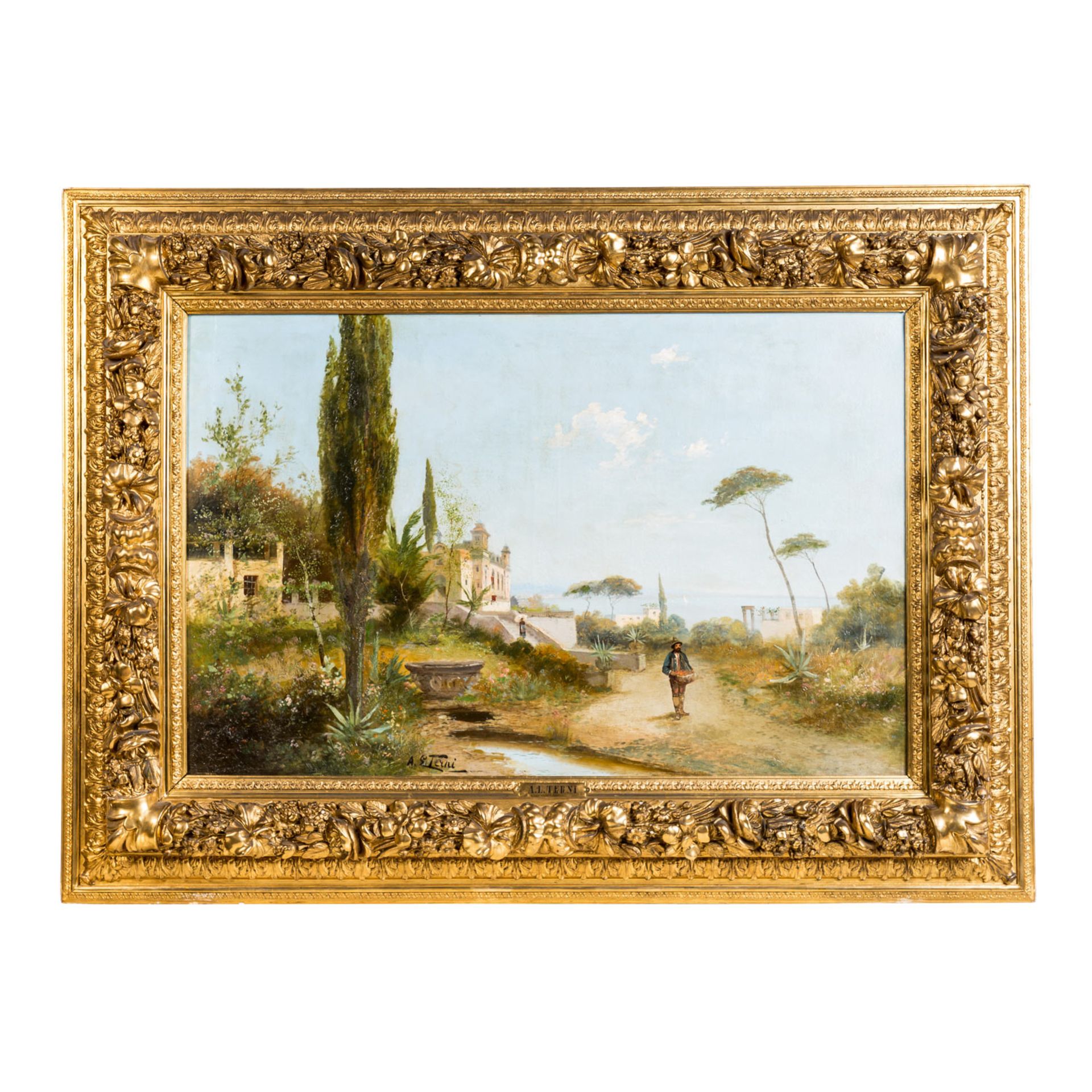 FISCHHOF, GEORG (1859-1914) "Panorama einer italienischen Küstenlandschaft" Öl auf Leinwand, - Bild 2 aus 5