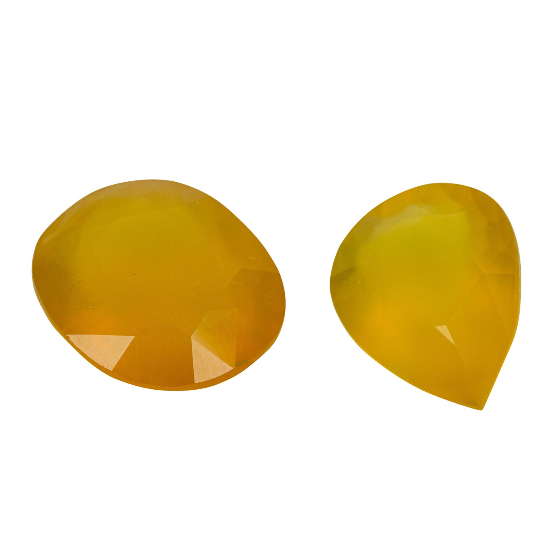 2 lose mexikanische Feueropale, 70,15 cts. (42,34 + 27,81 cts.), Gelb orangenes Gelb, Oval- und - Bild 2 aus 3