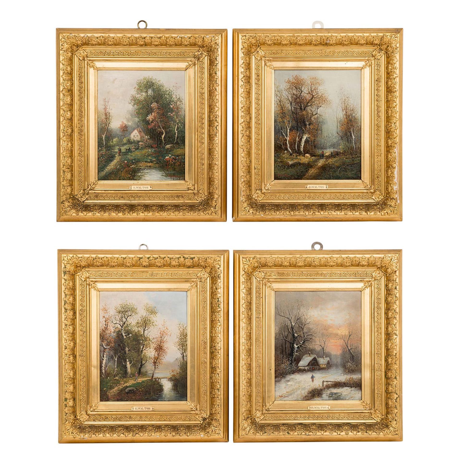 MALER DES 20. JH. Serie der "Vier Jahreszeiten" Öl auf Holz, sig. "R. Walton", HxB: 27/21 cm.