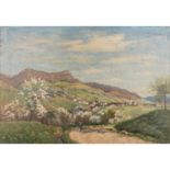 DRÜCK, HERMANN (1856-1931) "Weite Landschaft mit Dörfern" Öl/Karton, signiert unten rechts, HxB: