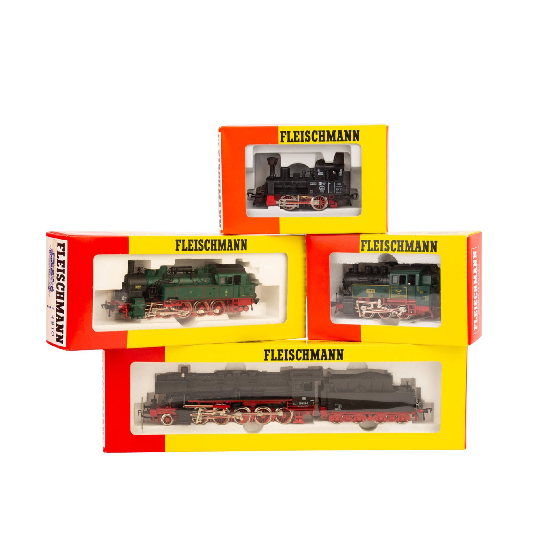 FLEISCHMANN 4-tlg. Konvolut Dampflokomotiven, Spur H0, bestehend aus Schlepptenderlok 4177, BN 051