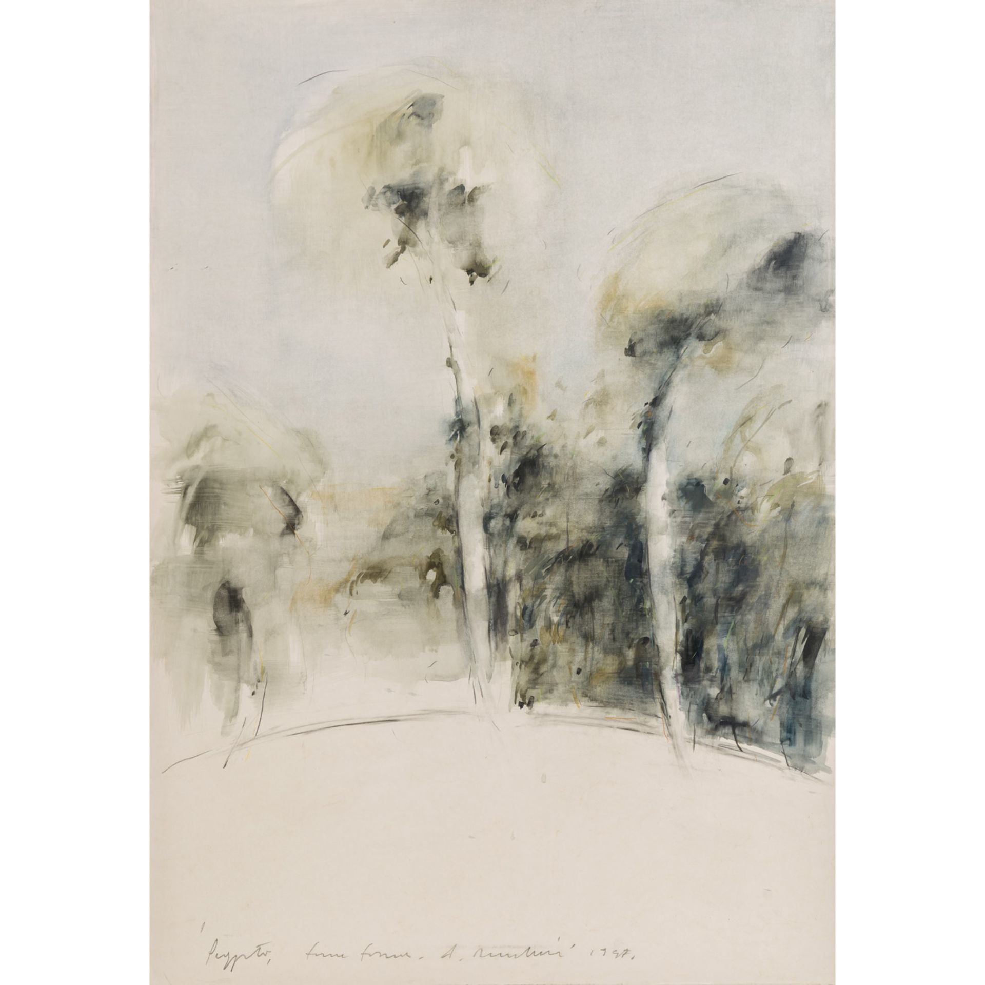 NOCENTINI, ALESSANDRO (geb. 1949), "Landschaft mit vereinzelten Bäumen", abstrahierte Darstellung,