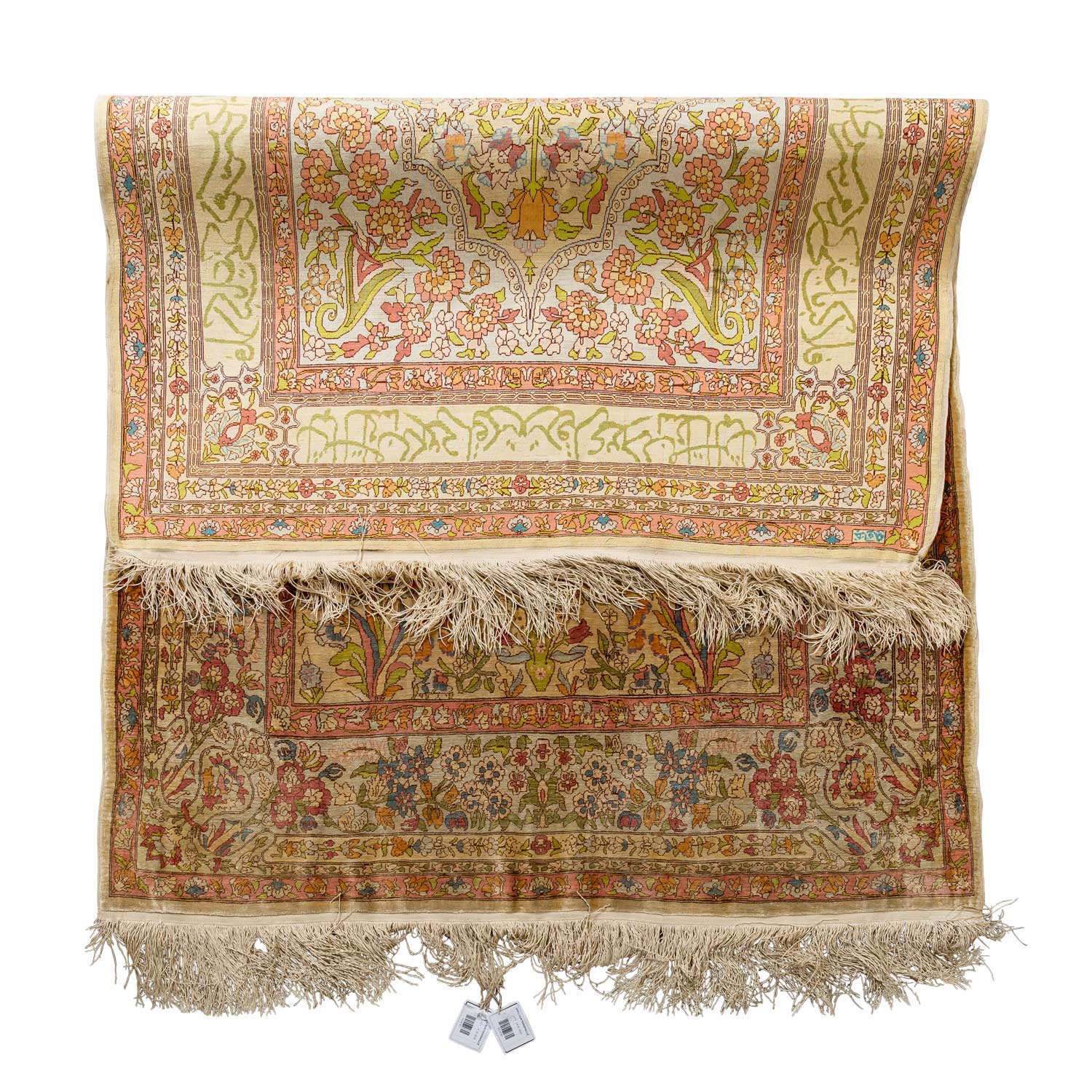 Orientteppich aus Seide. HEREKE, 20. Jh., 146x99 cm. Das beigefarbene Mihrab zeigt ein - Bild 2 aus 5
