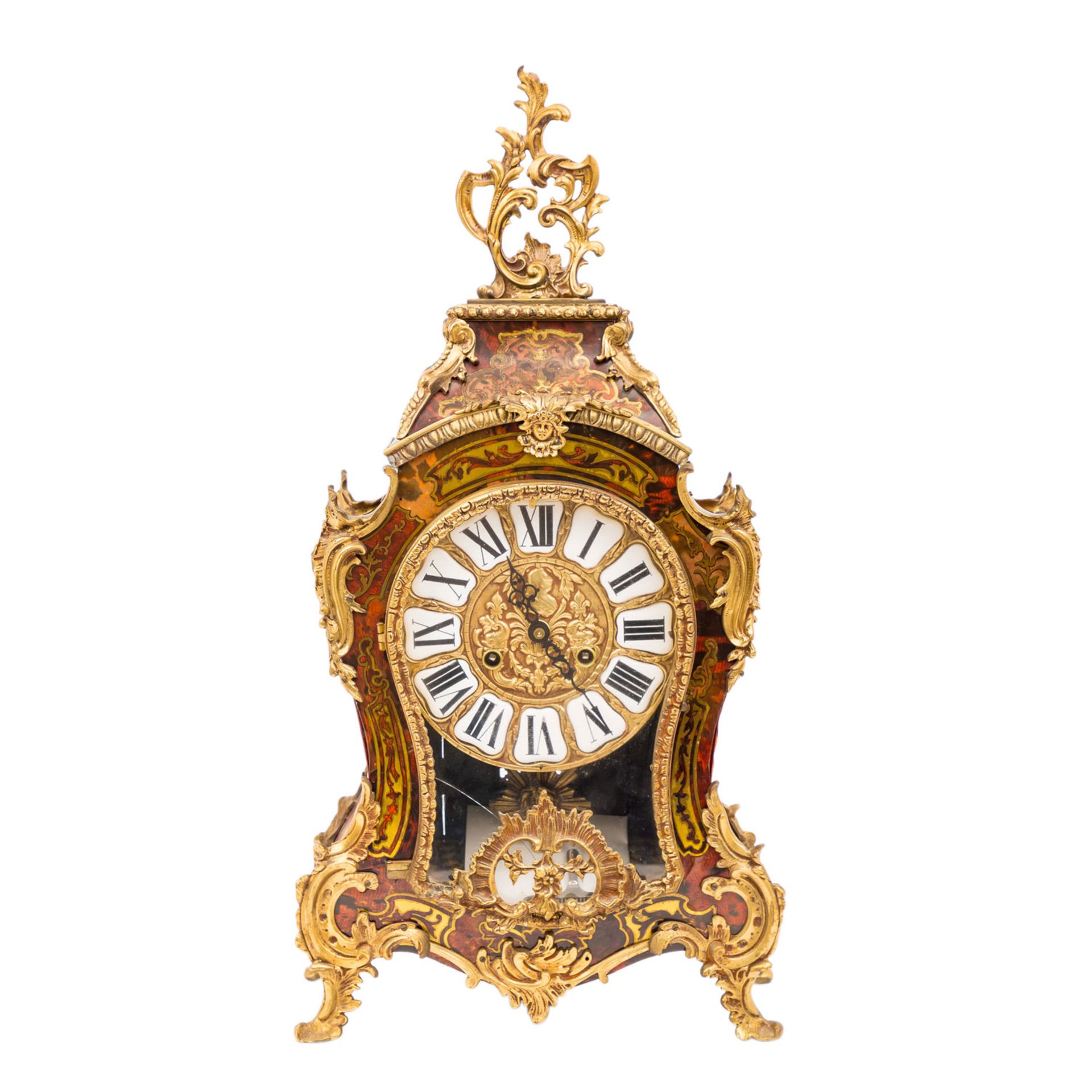 PENDULE IM LOUIS XV-STIL Frankreich, Ende 19.Jh., tailliertes, kunstvoll mit Schildpattimitat