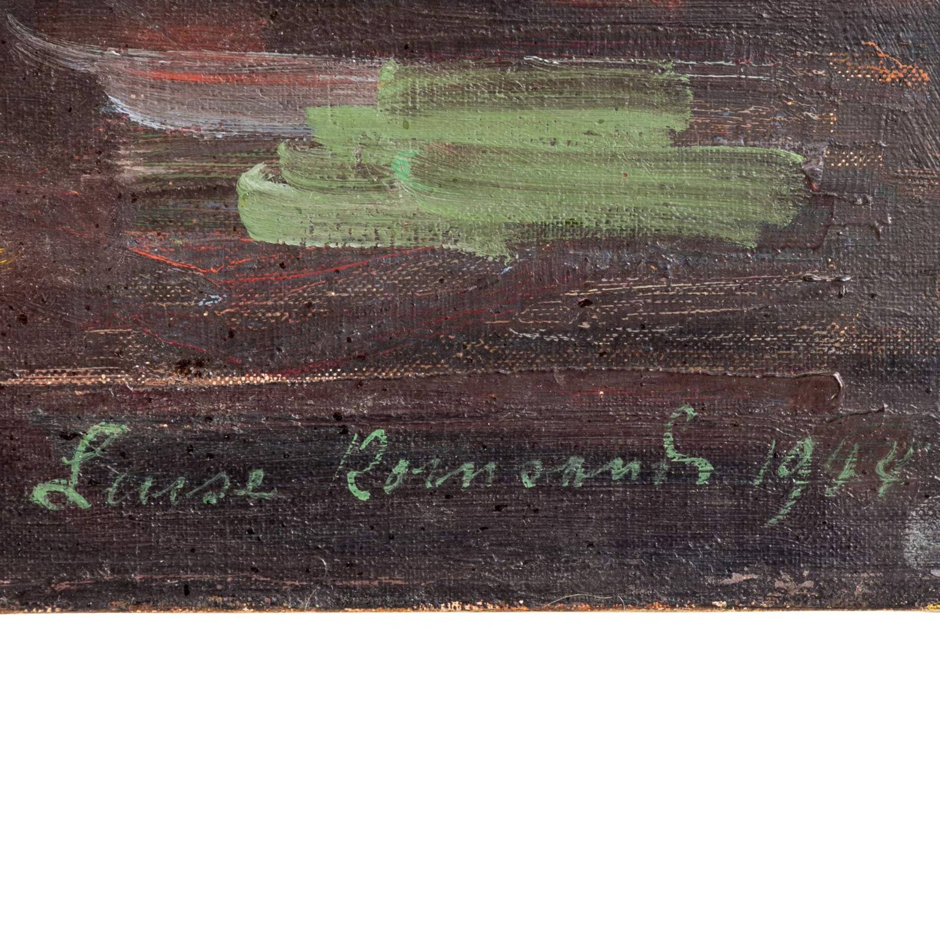 KORNSAND, LUISE (1876-1962), "Stillleben mit grüner Glasvase und Büchern", u.re. signiert und - Bild 2 aus 3