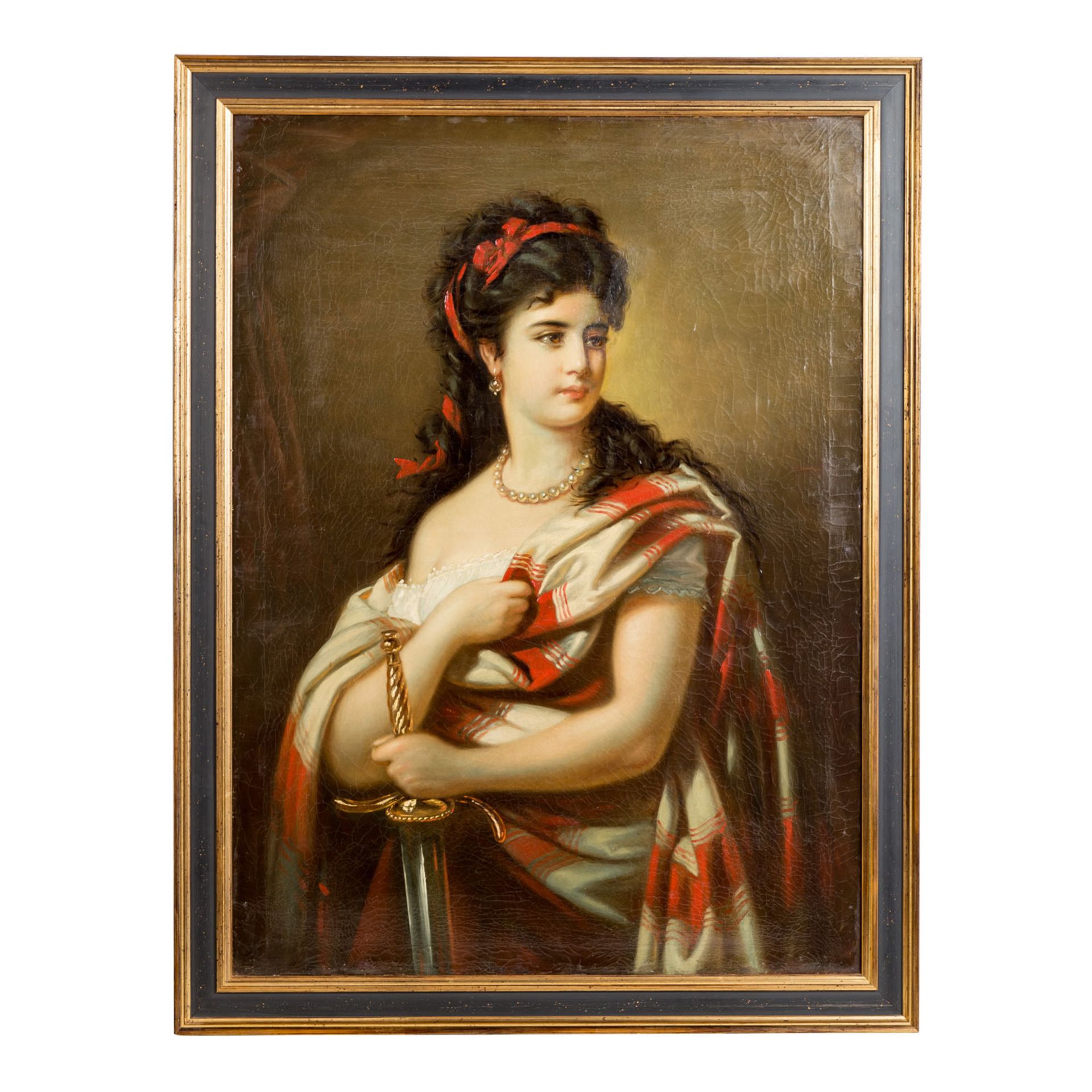 HISTORIENMALER 19. JAHRHUNDERT "Judith" Öl auf Leinwand, unsigniert, HxB: 101/74 cm, gerahmt, - Bild 2 aus 6