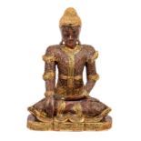 Buddha. THAILAND, 20. Jh.. Darstellung im Meditationssitz auf einem niedrigen Sockel, die rechte