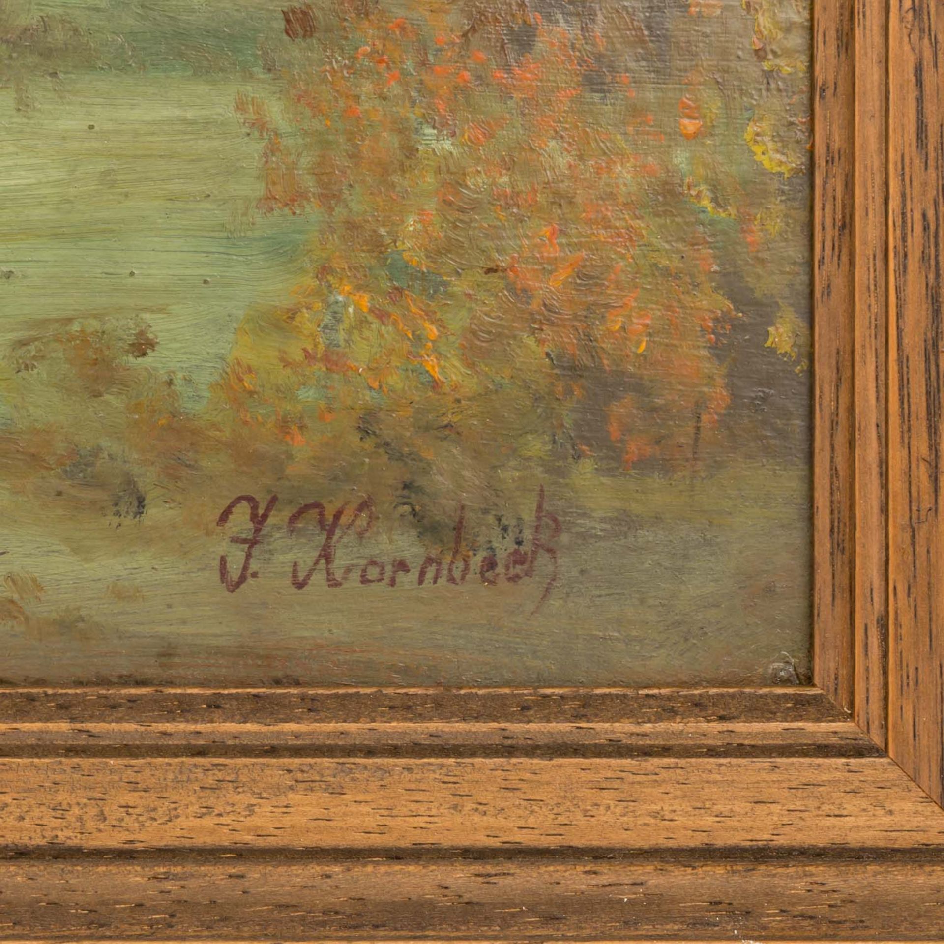 KORNBECK, JULIUS (1839-1920) "Ansicht von Nürtingen" Öl/Karton, signiert, HxB: 24/41 cm, gerahmt, - Bild 3 aus 4