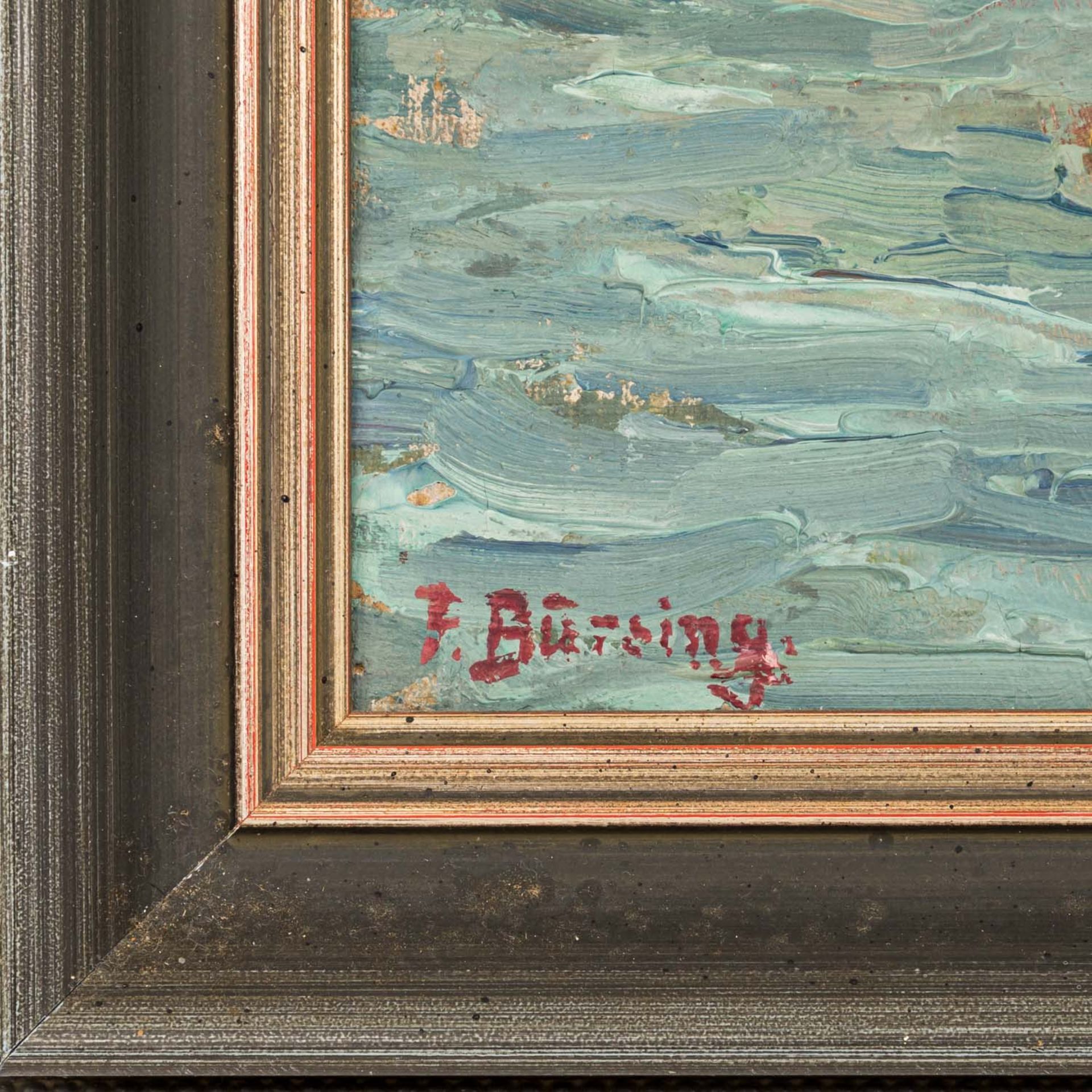 BÜRSING, FRIEDA (1867-1940) "Sommerblumenstrauss" Öl/Platte, signiert: "F.Bürsing" unten rechts, - Bild 3 aus 4