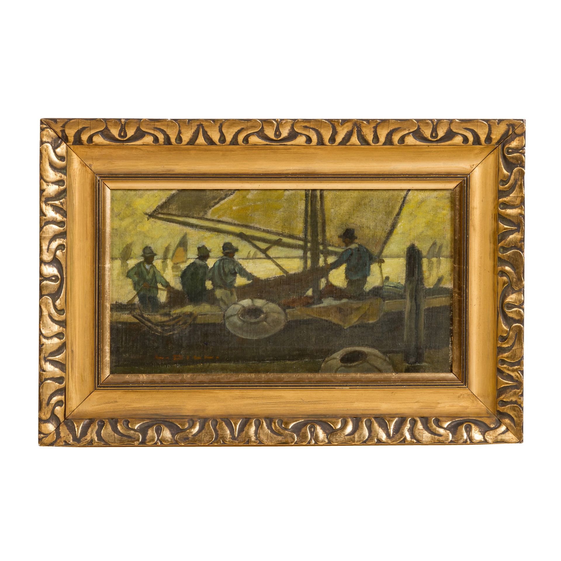 DILL, LUDWIG (1848-1940), "Fischer von Chioggia", auf einem Segelboot vor der Küste, u.li. - Bild 2 aus 6
