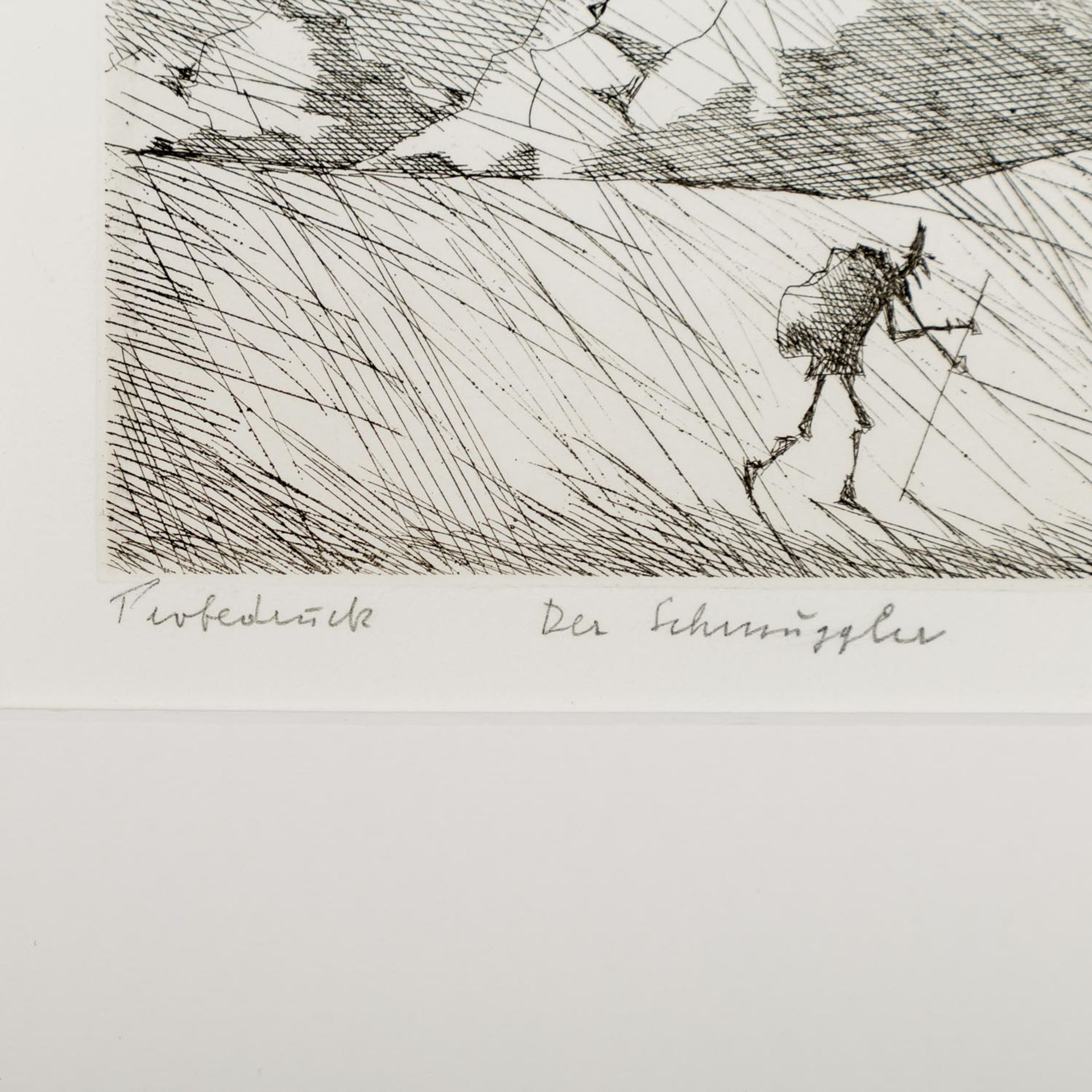 FLORA, PAUL (1922-2009), "Der Schmuggler", Radierung/Bütten, darunter mit Bleistift von Hand - Bild 2 aus 4
