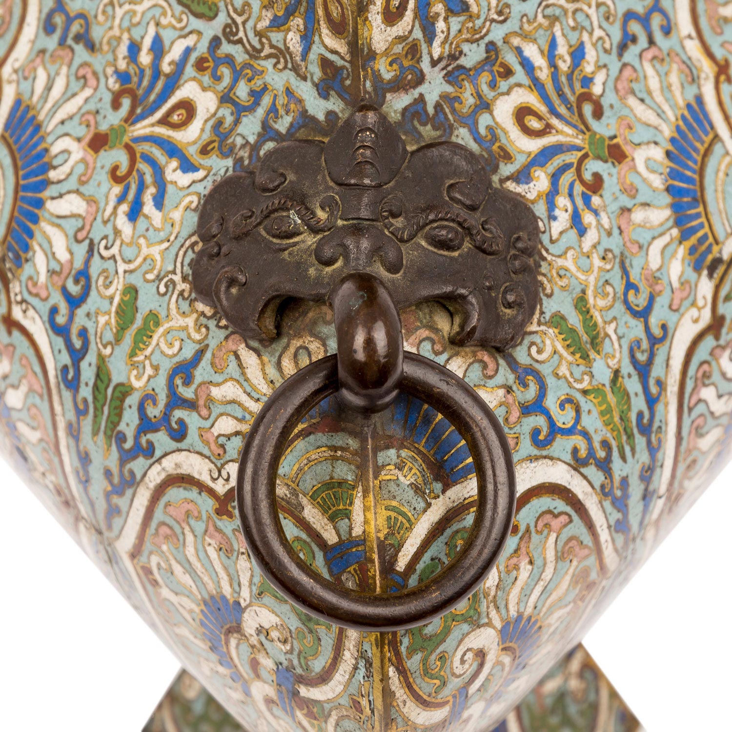 Bronzevase. JAPAN. Anfang 20.Jh. Bronze und farbiges Email von Ranken und Blüten in Cloisonné- - Bild 5 aus 8