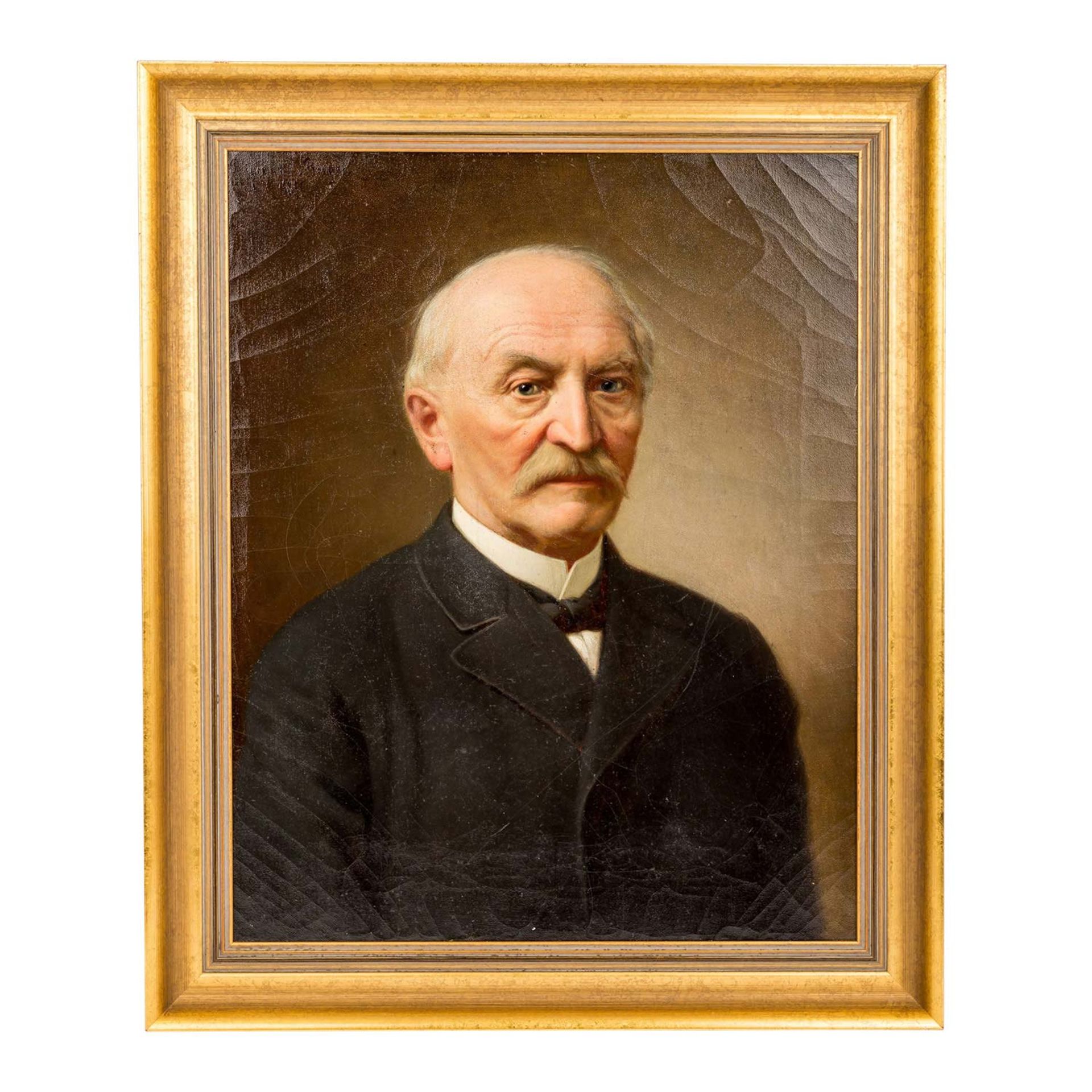PORTRÄTIST DES 19.JH. "Georg Friedrich Egelhaaf" Öl/Lwd., sig. und dat.: "gem. o.l. Berger, 1893?" - Bild 2 aus 4