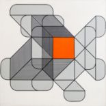 KAPITZKI, HERBERT (1925-2005), "Komposition", Opart-Komposition in Grau und Schwarz mit rotem