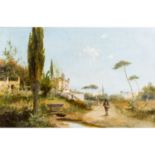 FISCHHOF, GEORG (1859-1914) "Panorama einer italienischen Küstenlandschaft" Öl auf Leinwand,