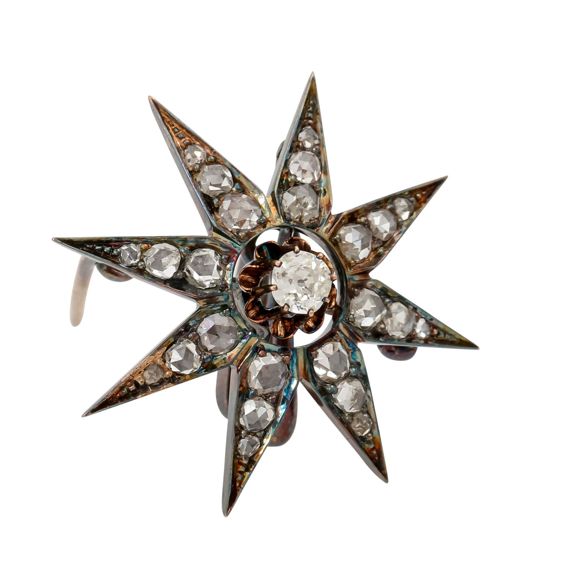 Anhänger/Brosche "Stern" mit 25 Antwerpener Diamantrosen, - Bild 2 aus 4
