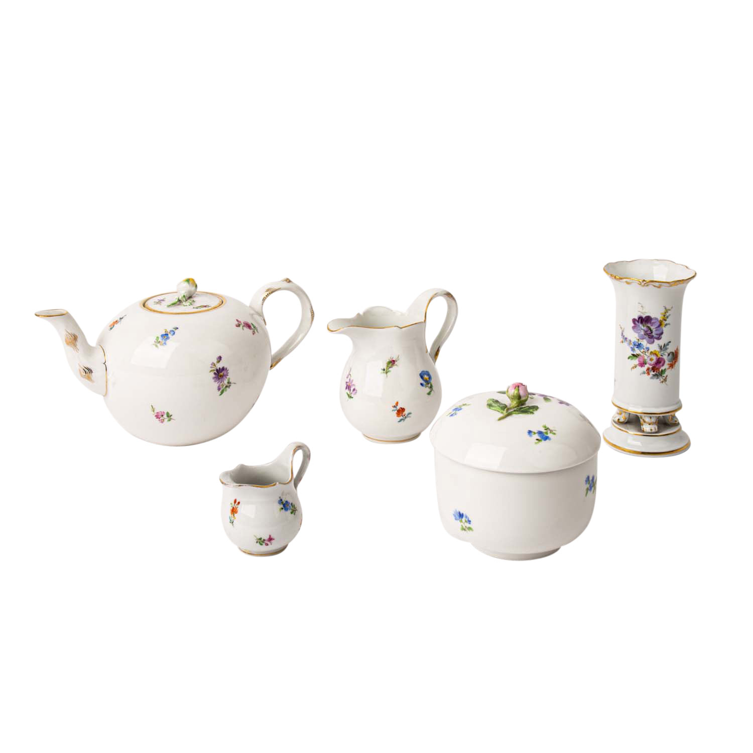 MEISSEN Tee-/Kaffeeservice f. mindestens 7 Personen 'Streublümchen', 1. und 2. Wahl, 20. Jhd.</b - Image 4 of 5