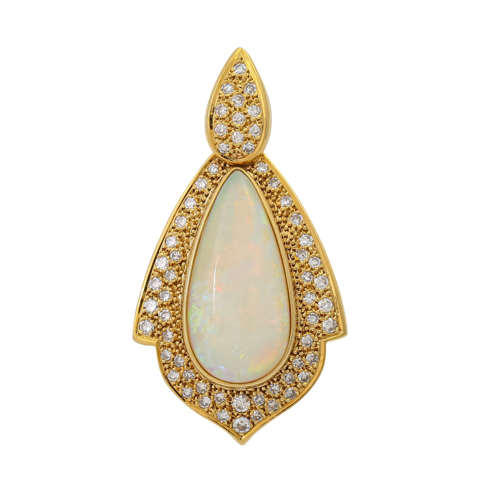 Anhänger mit tropfenförmigem Opal und Diamanten zus. ca. 1,3 ct,