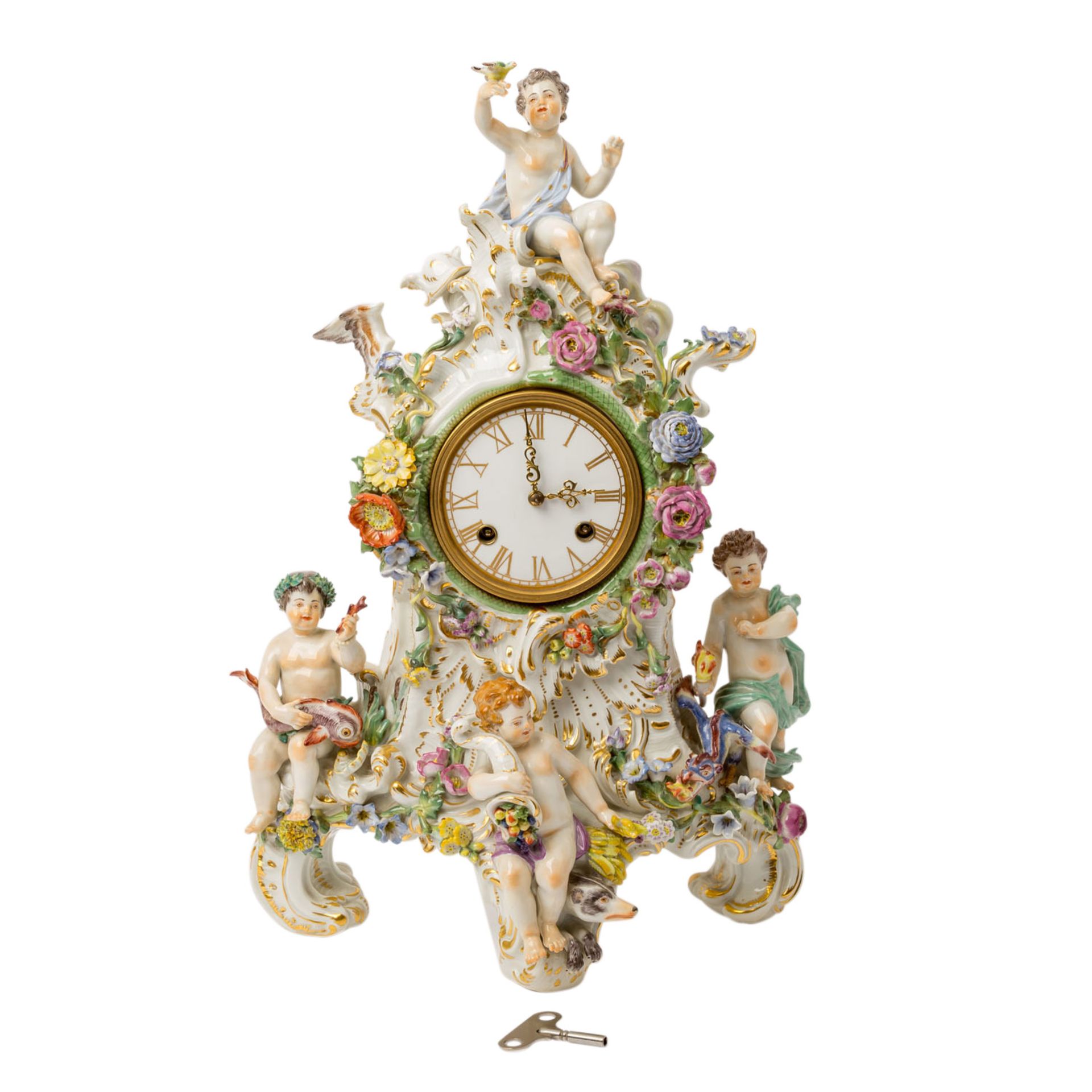 MEISSEN Prunkpendule "Die vier Elemente", 20. Jh.