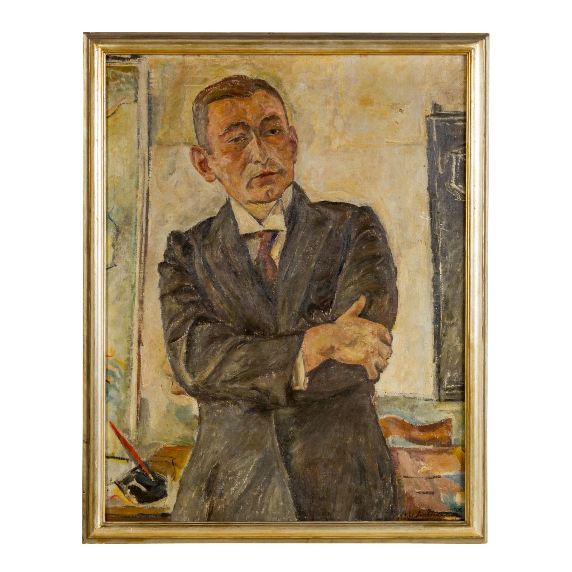 WERTHNER, HANS (1888-1955), "Portrait eines Herrn vor Schreibtisch", - Bild 2 aus 4