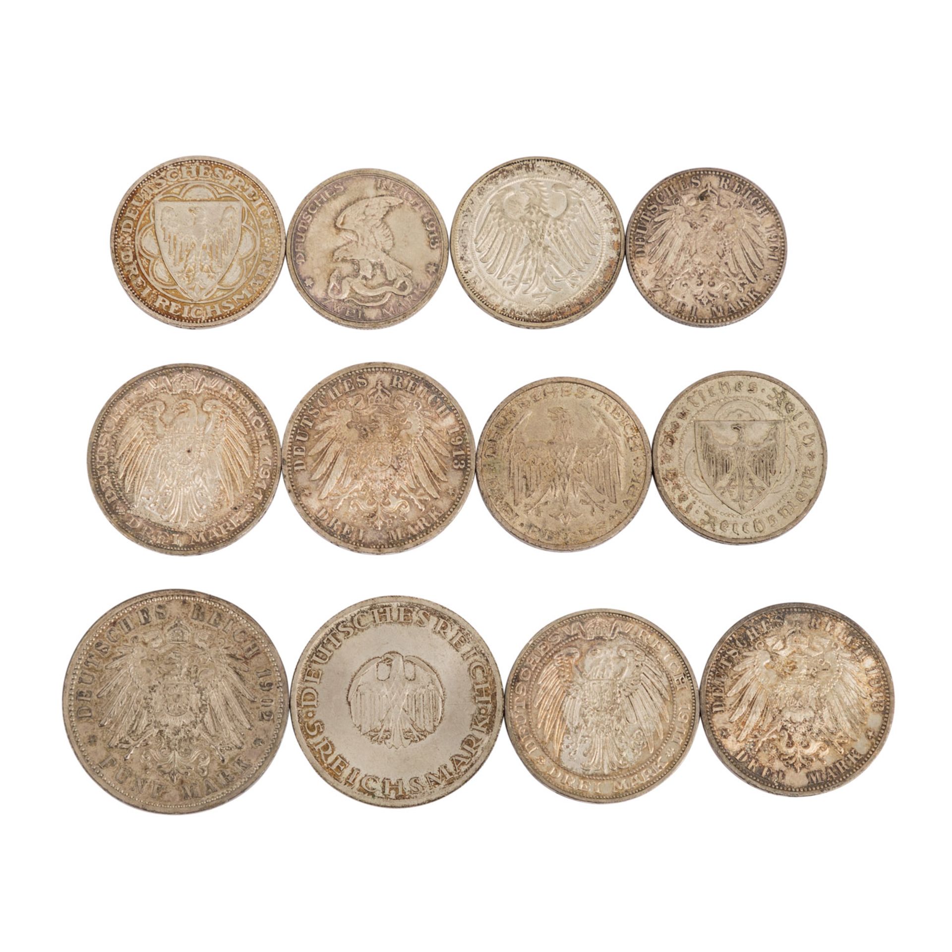 12-teiliges Konvolut Münzen des Dt. Kaiserreichs und der Weimarer Republik - - Bild 2 aus 2