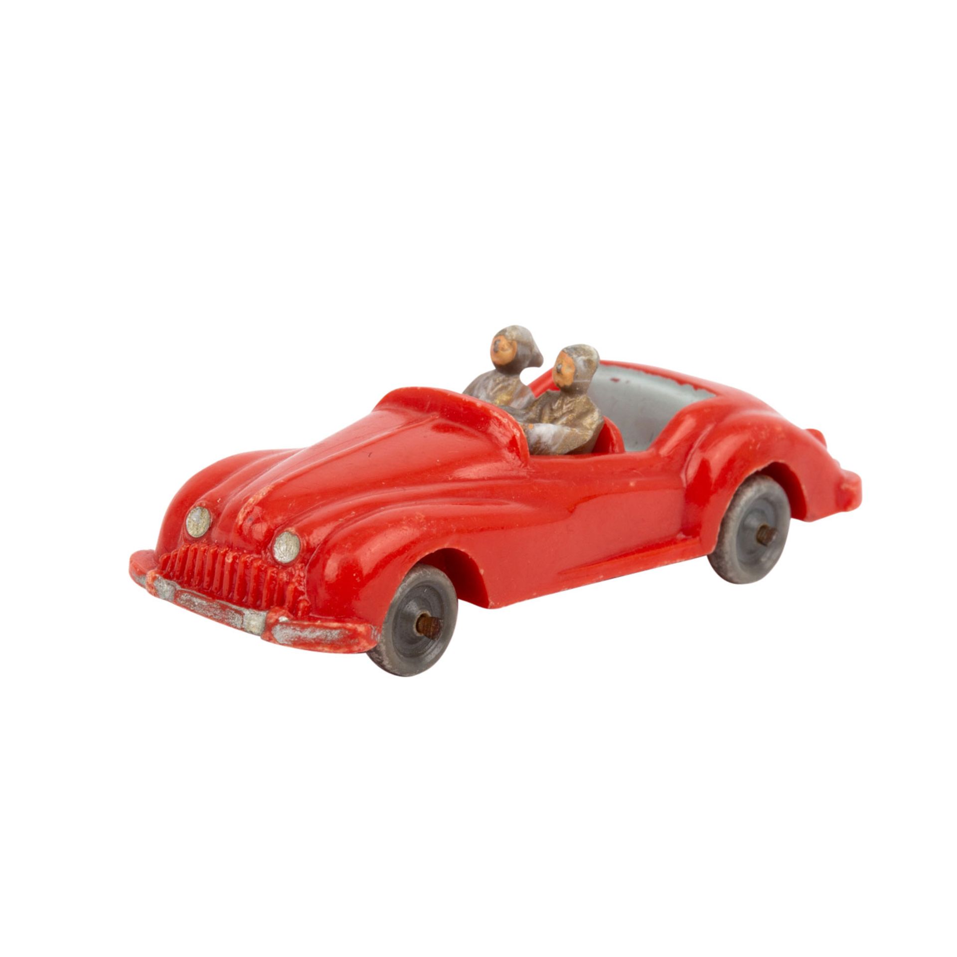 WIKING Sportviersitzer, 1951-52,unverglaster Drahtachser, rote Karosserie, 2 Figuren m