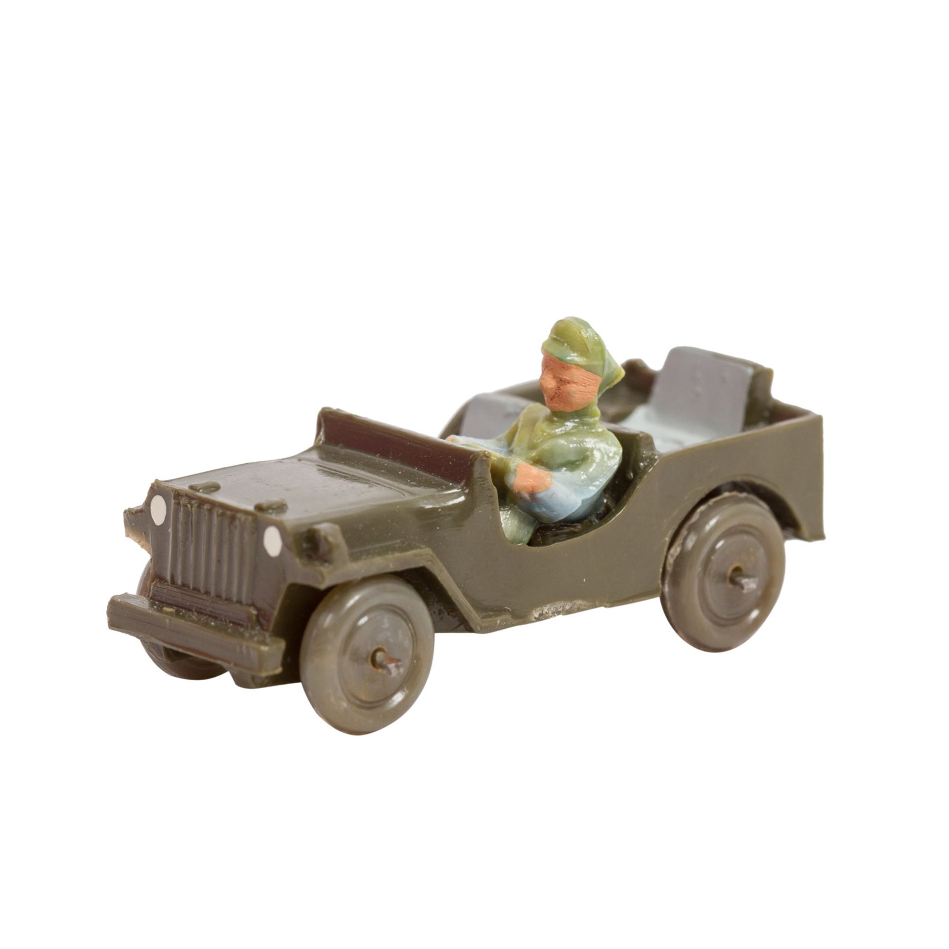 WIKING Jeep mit Fahrer, 1952/53,Drahtachser, olivgrüne Karosserie, Fahrer beidhändig - Image 2 of 3