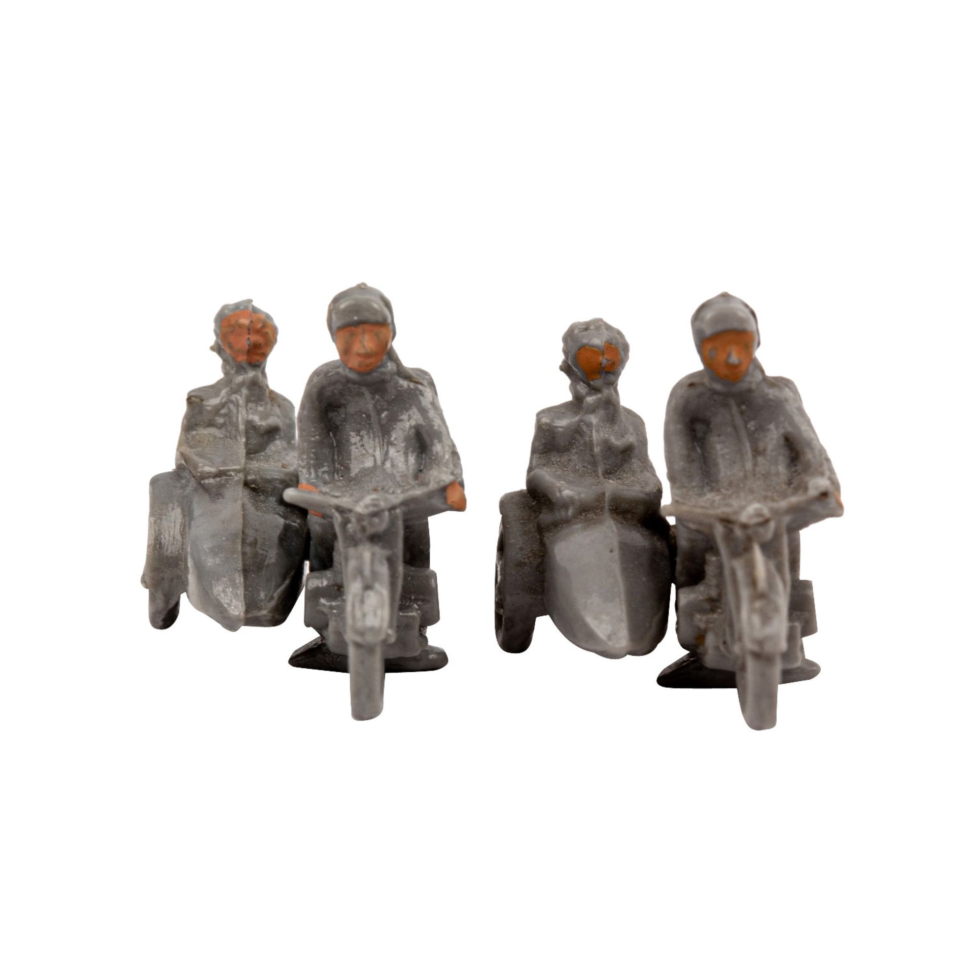 WIKING 2-tlg Konvolut Motorradfahrer mit Beiwagen, 1950-1961,2 x Motorrad-Gespann, je