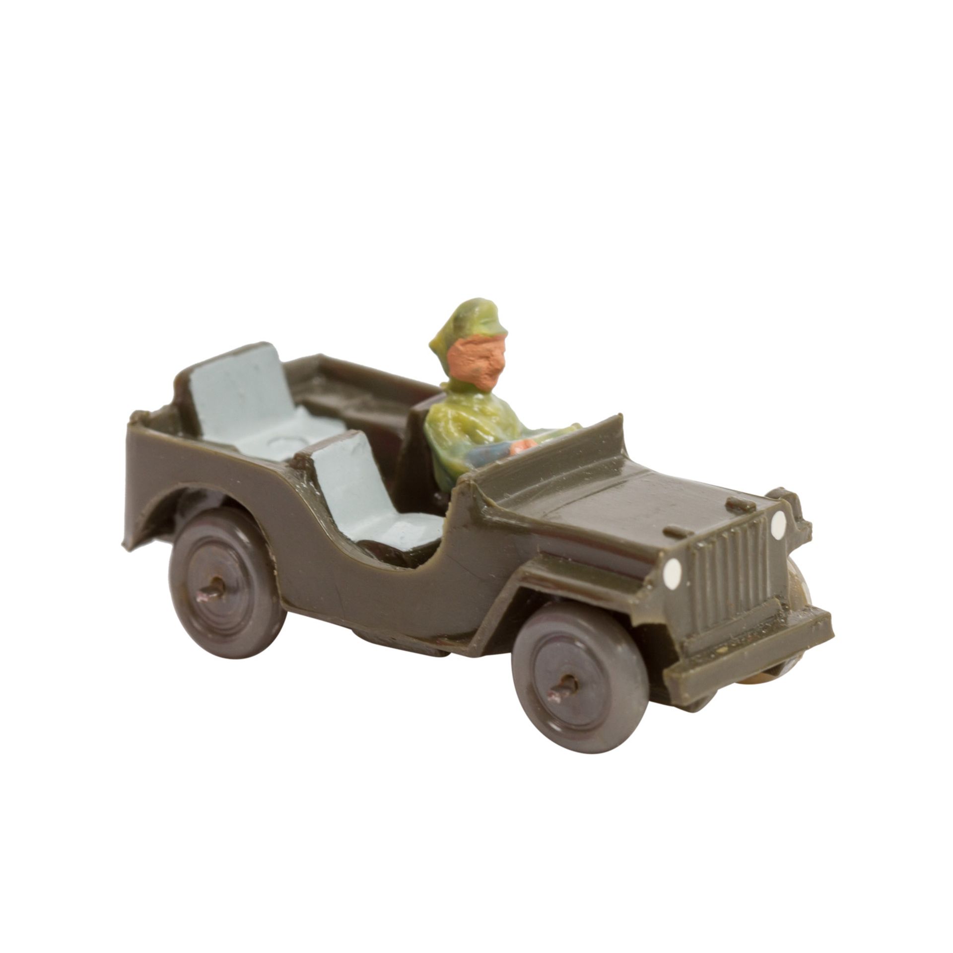 WIKING Jeep mit Fahrer, 1952/53,Drahtachser, olivgrüne Karosserie, Fahrer beidhändig