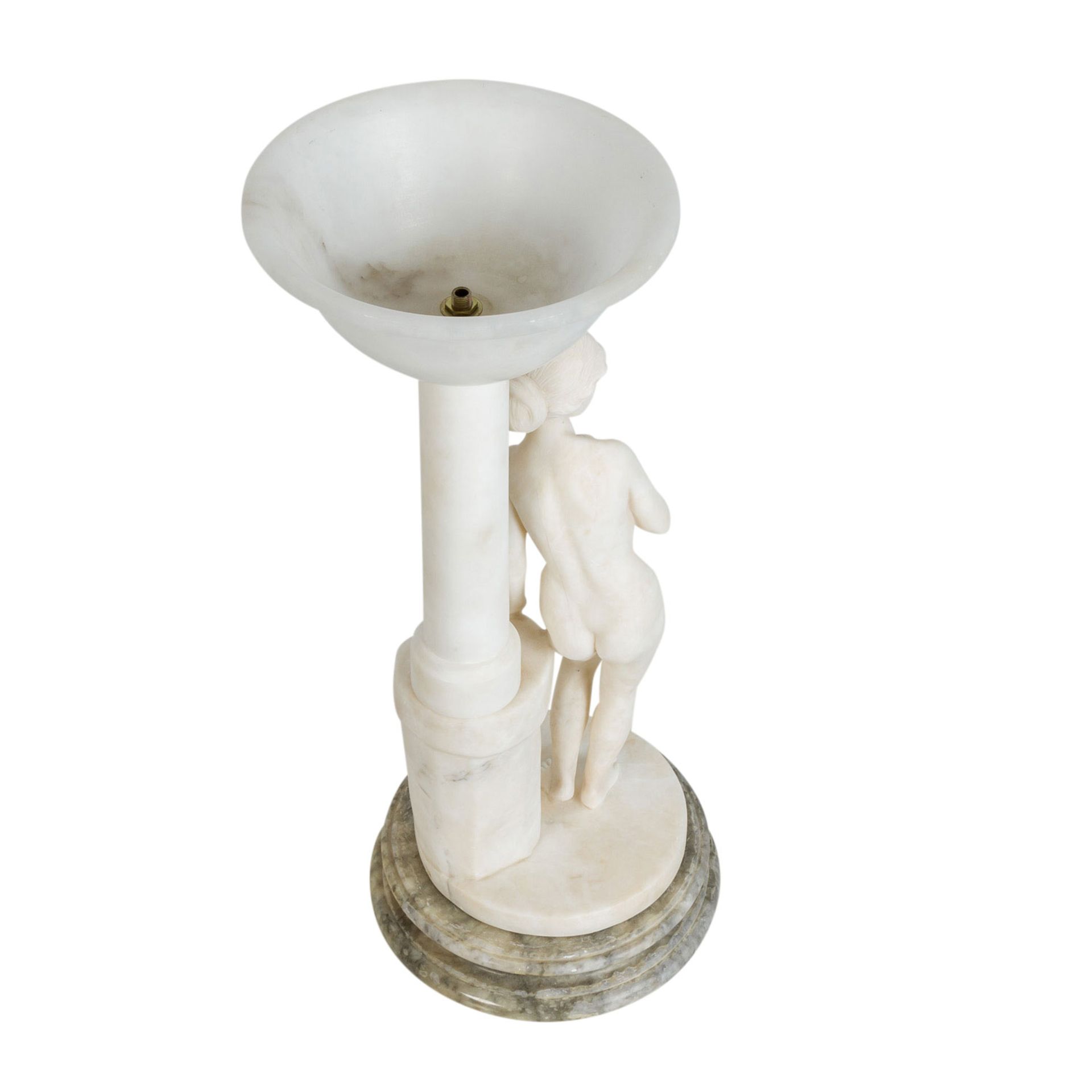 SKULPTURALE TISCHLAMPE IN DER ART DES JUGENDSTIL,Alabaster, mehrteiliger Aufbau durch - Bild 6 aus 6