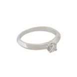 Ring mit kleinem Brillant ca. 0,20 ct,ca. WEISS (H)/SI, WG 14K, Ringweite 49, 21. Jh.,