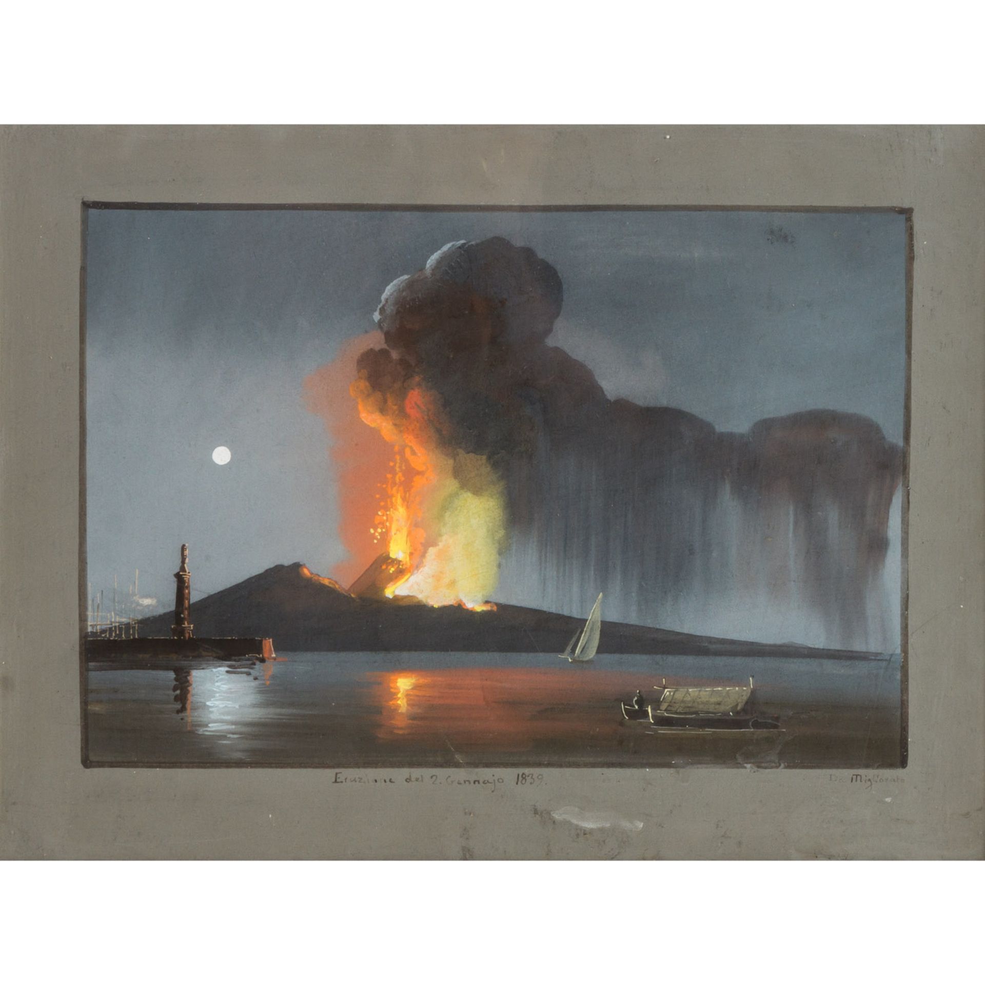 MIGLIORATO, D. (Künstler 19. Jh.), "Eruzione dal 2. Gennajo 1839",Neapel, Ausbruch de