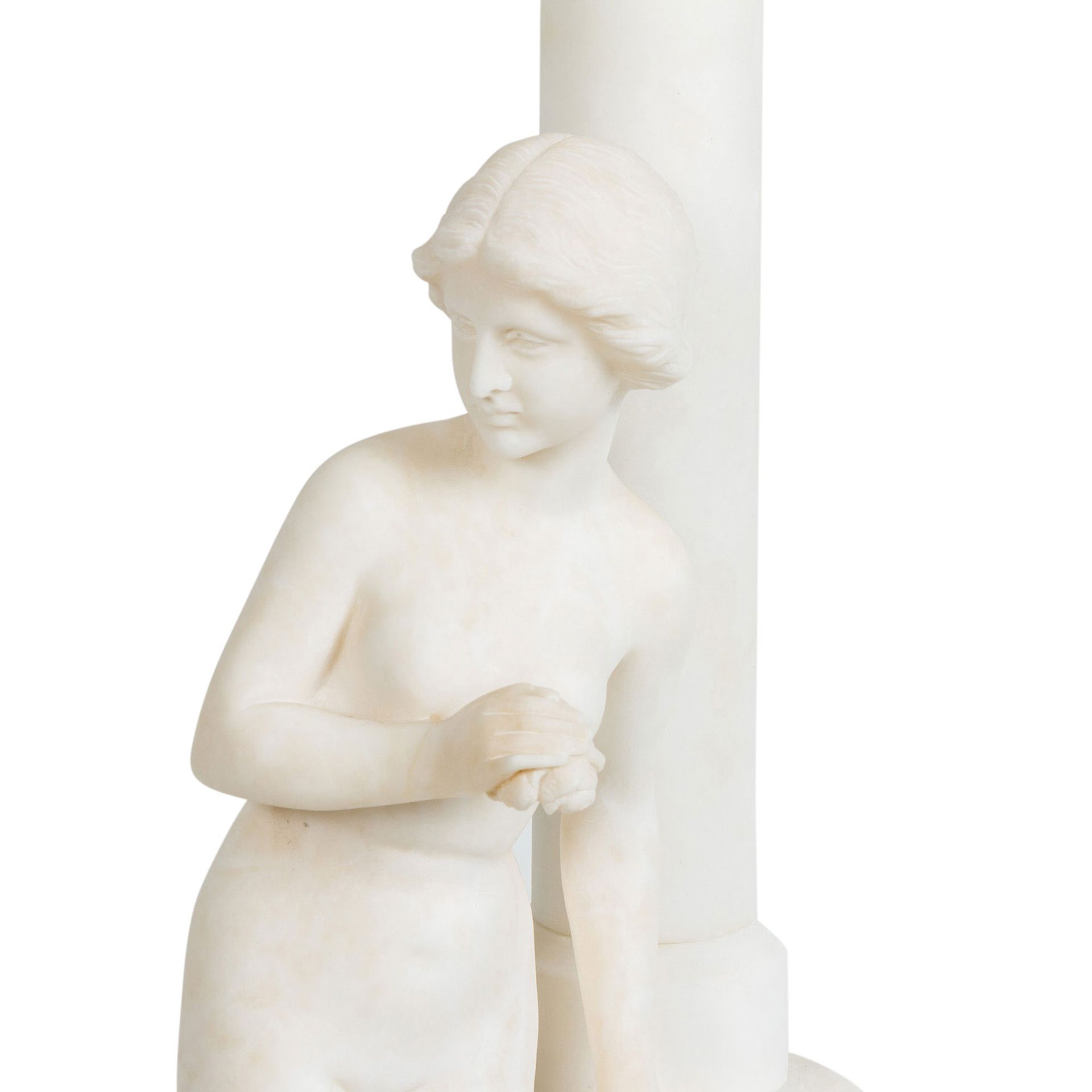 SKULPTURALE TISCHLAMPE IN DER ART DES JUGENDSTIL,Alabaster, mehrteiliger Aufbau durch - Bild 4 aus 6