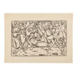 ACKERMANN, MAX (1887-1975), "Musizierende und Tanzende vor Landschaft",Lithographie/Pa