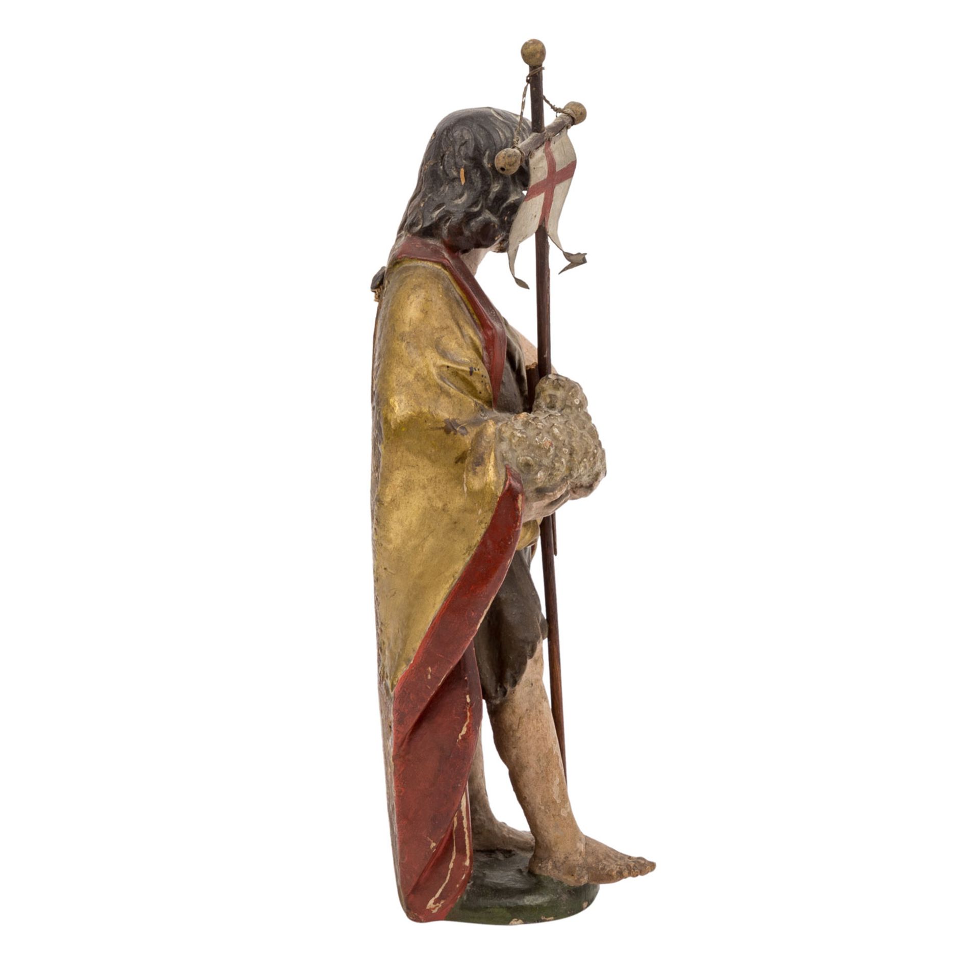 BILDHAUER des 18. Jh., "Johannes der Täufer mit Lamm",Holz, farbig gefasst, dreiviert - Image 4 of 4