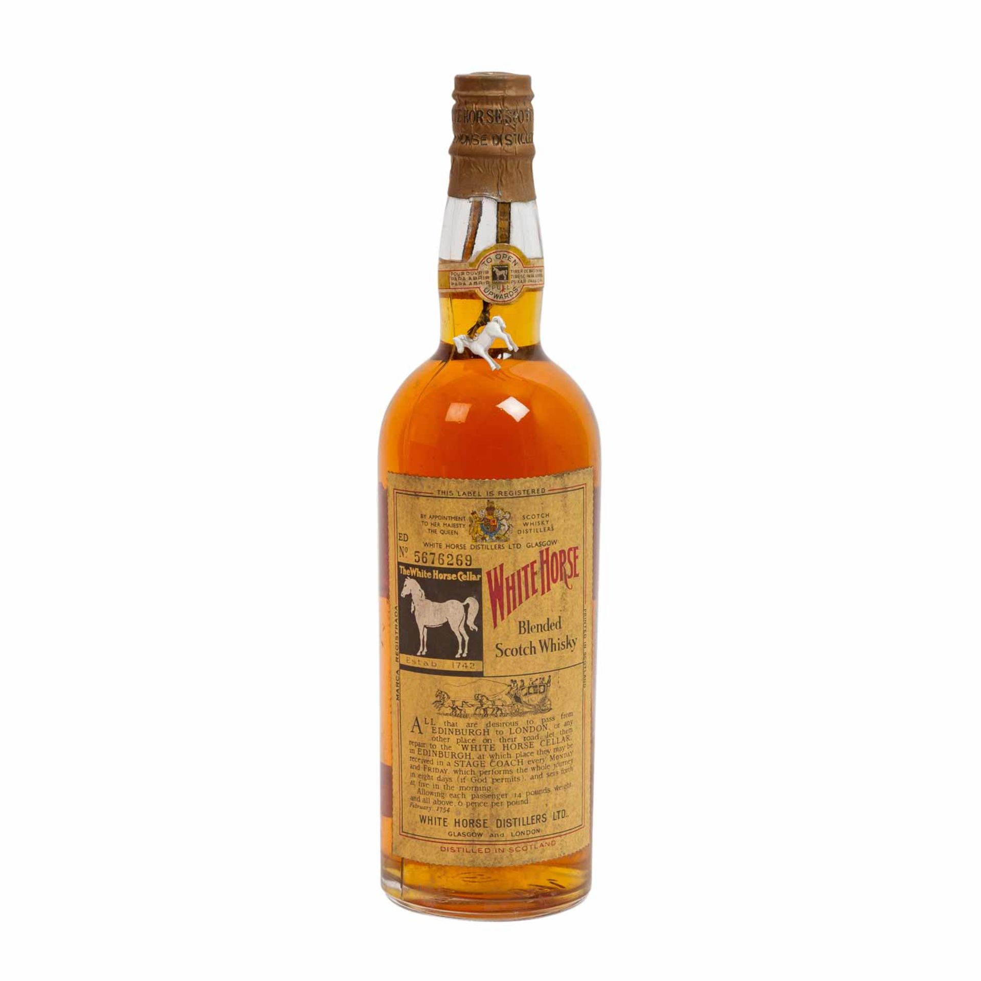 WHITE HORSE Blended Scotch Whisky, mit Blechkappe,Region: Scotland, White Horse Distil