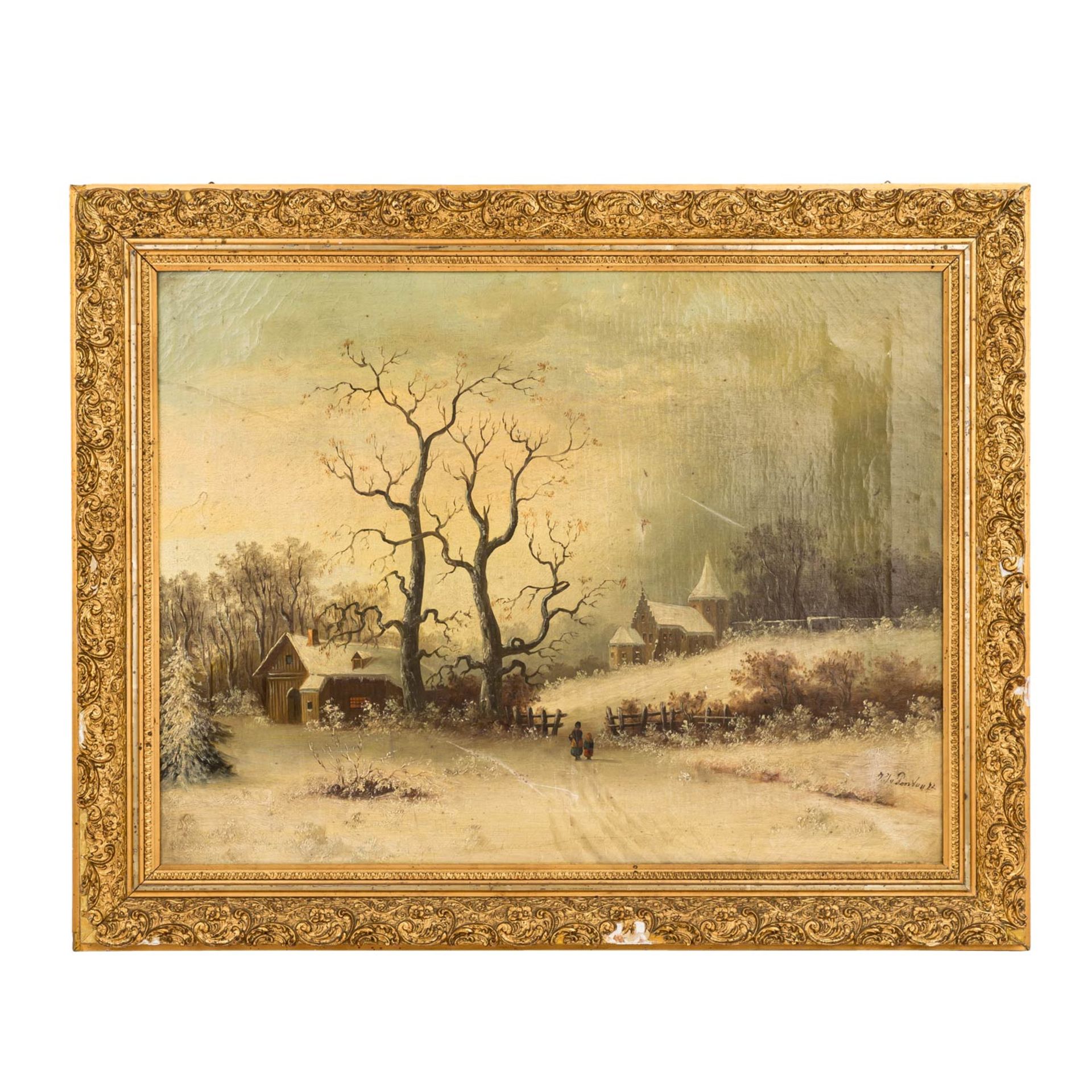 POORTEN, JACOBUS JOHANNES VAN (1841-1914), "Verschneite Landschaft mit Schlösschen",i - Bild 2 aus 4
