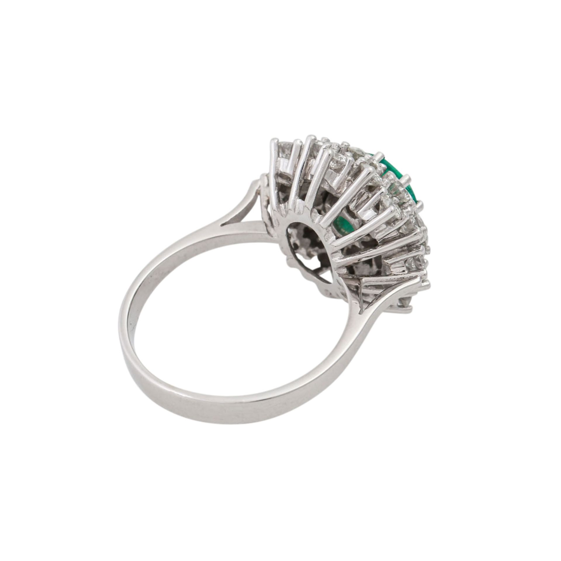 Ring mit Smaragd und Brillanten zus. ca. 1,6 ct,gute Farbe u. Reinheit, Smaragd ca. 1 - Bild 3 aus 5