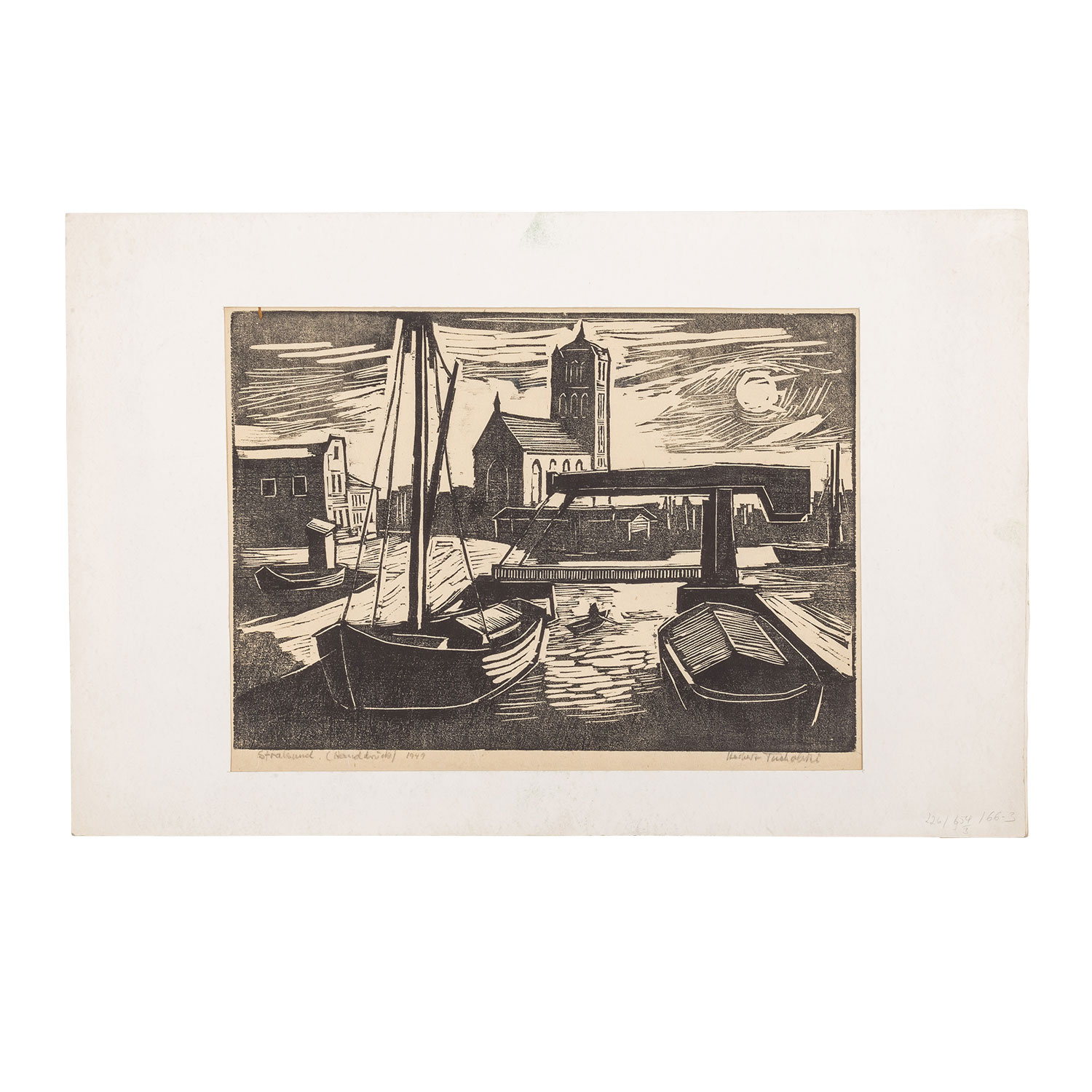 TUCHOLSKI, HERBERT (1896-1984), "Stralsund, der Hafen",Holzschnitt/Japanpapier, u. re.