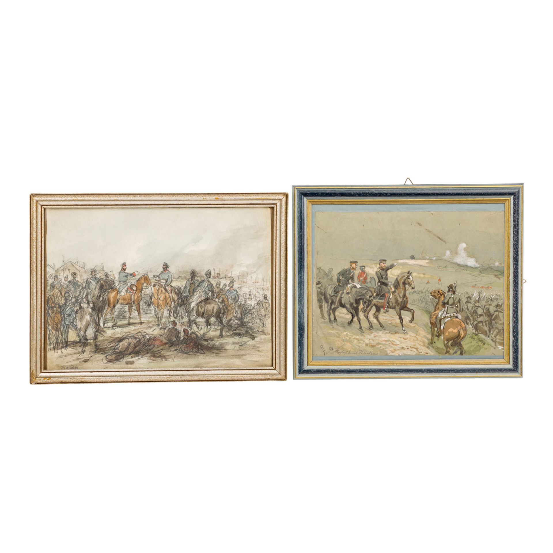 2 Kriegszeichnungen von: GOETZ, THEODOR VON (1826-1892) & HÜNTEN, EMIL (1827-1902),S