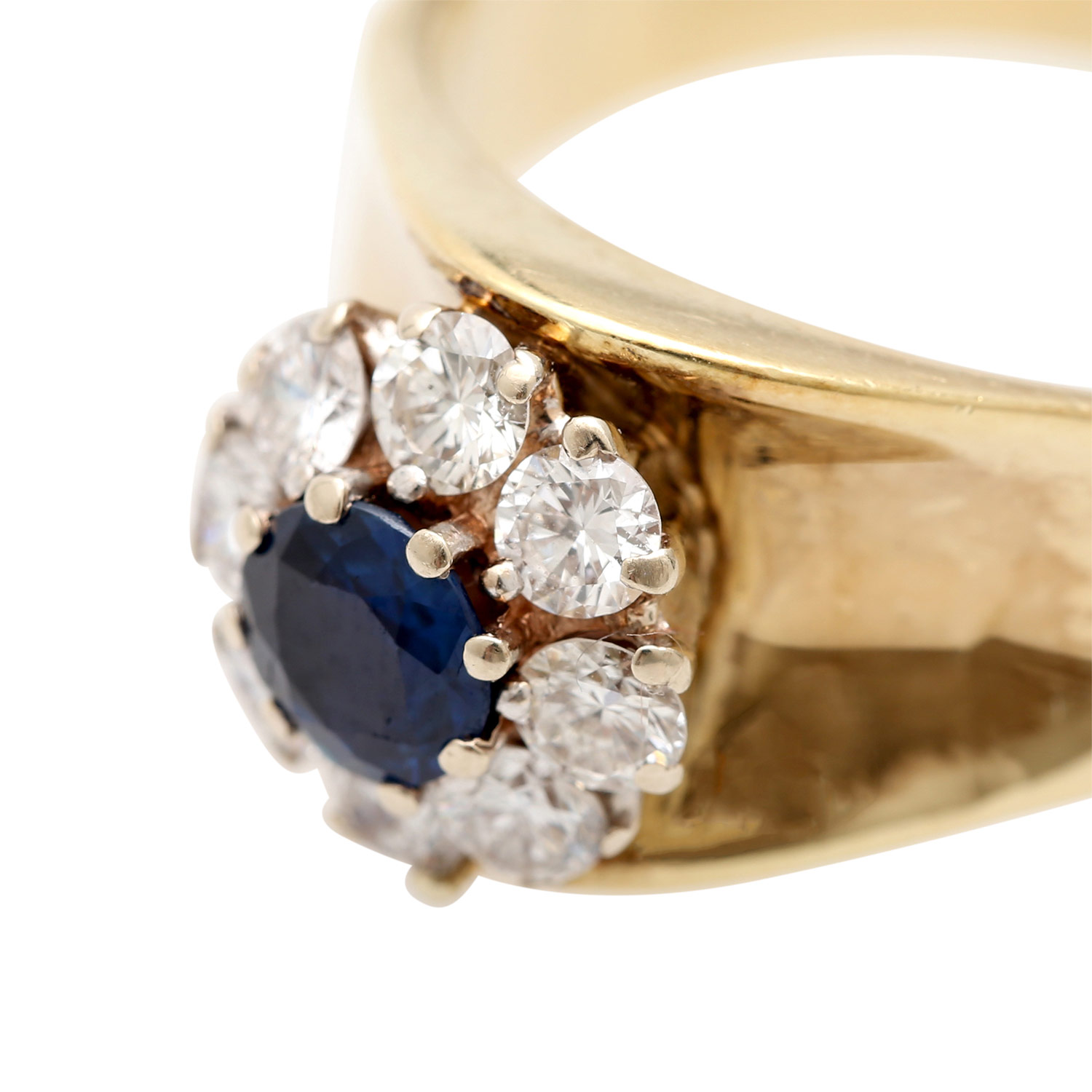 Damenring mit Saphir und Diamanten,8 Brillanten von zus. ca. 0,96 ct. (grav.), ca. FW- - Image 5 of 5
