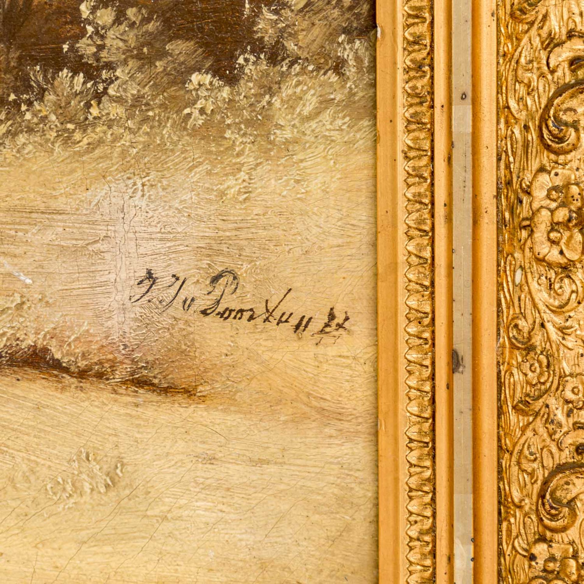 POORTEN, JACOBUS JOHANNES VAN (1841-1914), "Verschneite Landschaft mit Schlösschen",i - Bild 3 aus 4